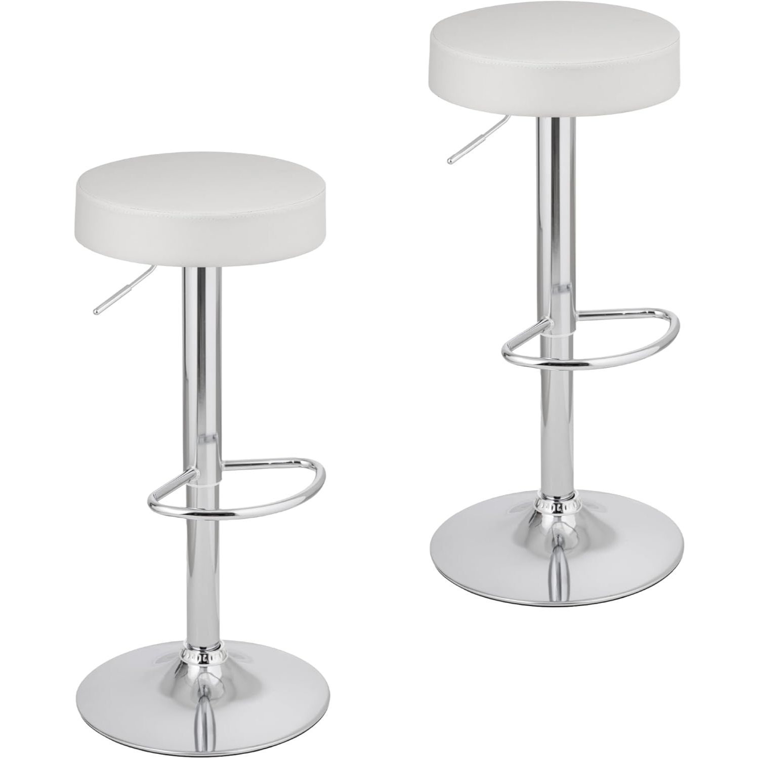 Image of Baroni Home Swivel Bar Stool With Adjustable Height, Base With Footrest And Anti-scratch Bottom, Kitchen, Restaurant, Stool, Easy To Assemble, 35x45x59-79 Cm