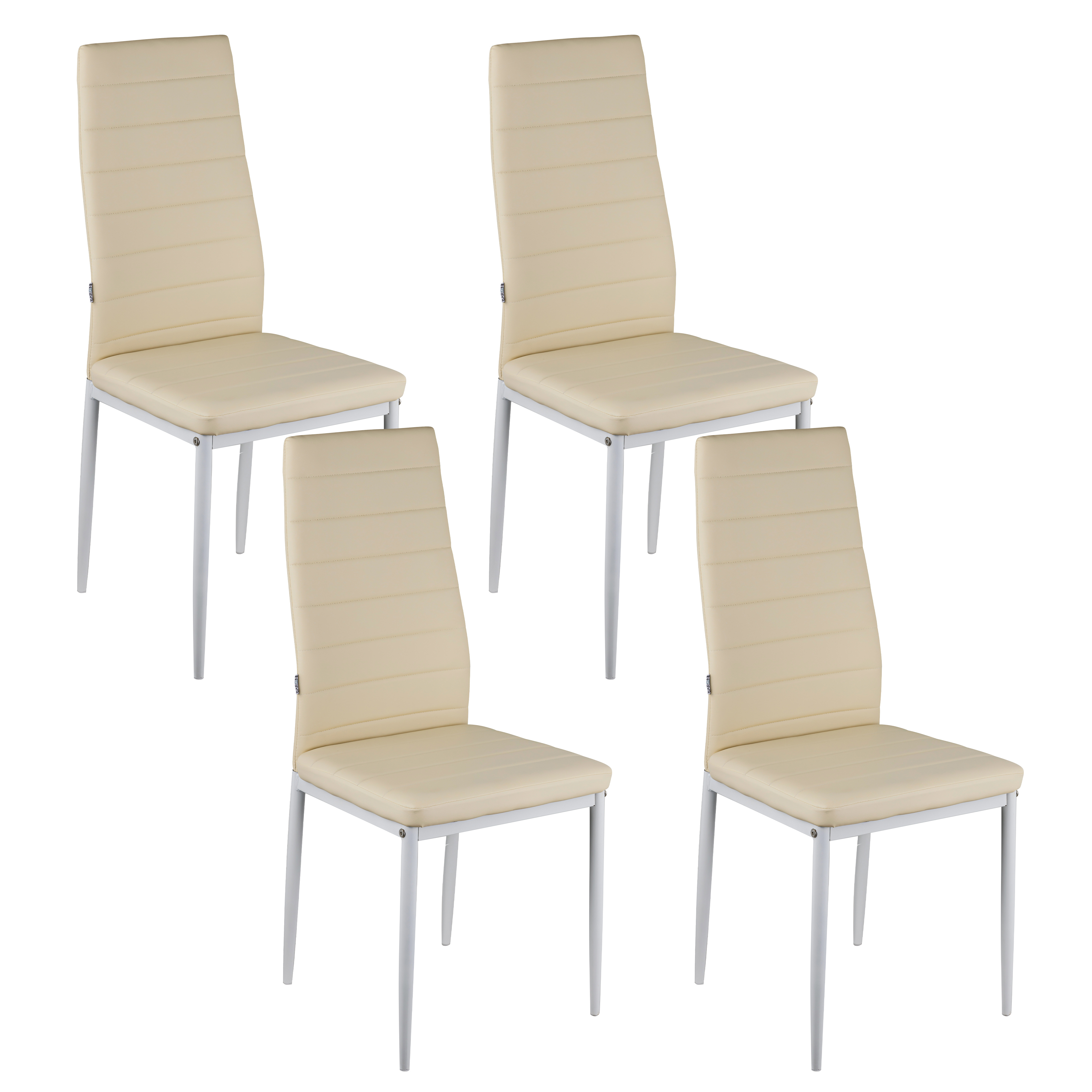 TEMU Baroni Home 4pcs Dining Chair Set With High Backrest And Ergonomic Seat With Decorative Stitches, Elegant Upholstered Chairs -leather Or Velvet