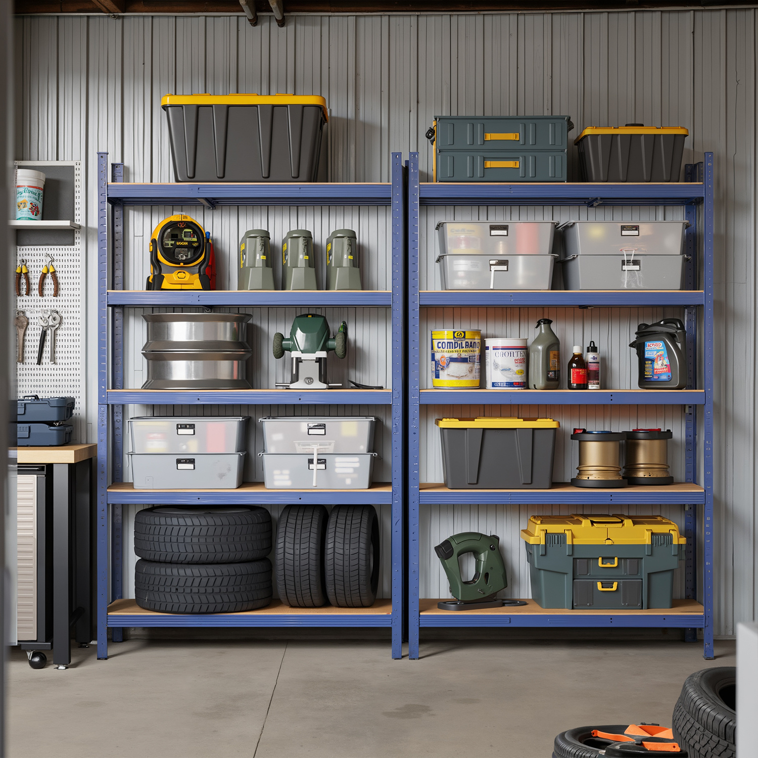 E-shop Schwerlastregal, Kellerregal, Lagerregal, 60 x 120 x 200 cm, Regal mit Stahlgestell, bis 750 kg belastbar, 5 verstellbare Ablagen, blau