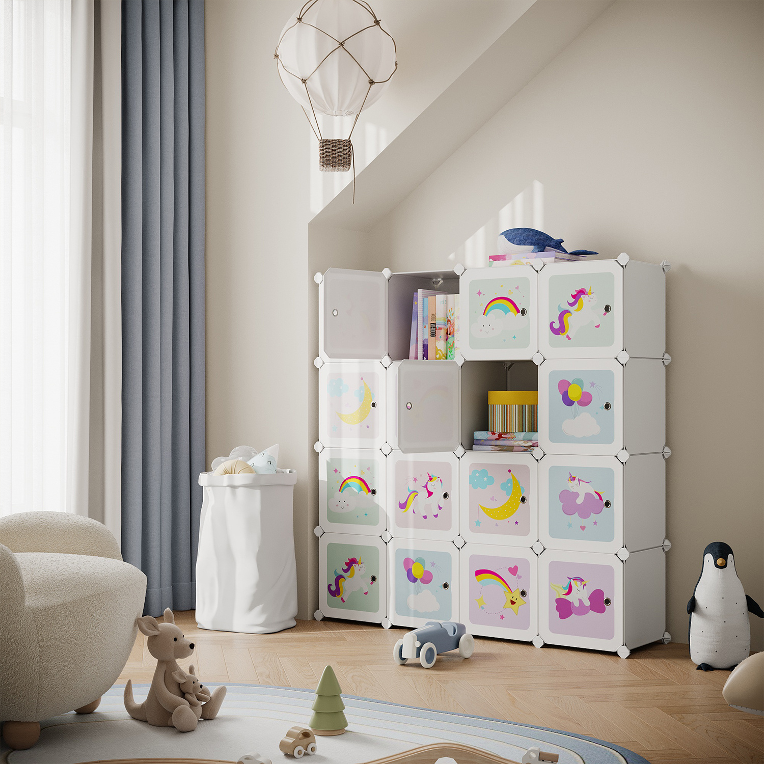 TEMU Shelving System With 16 Cubes, Storage Cabinet For, Wardrobe With Doors, Plastic Shoe Rack, Modular Shelving, , Shoes, Toys