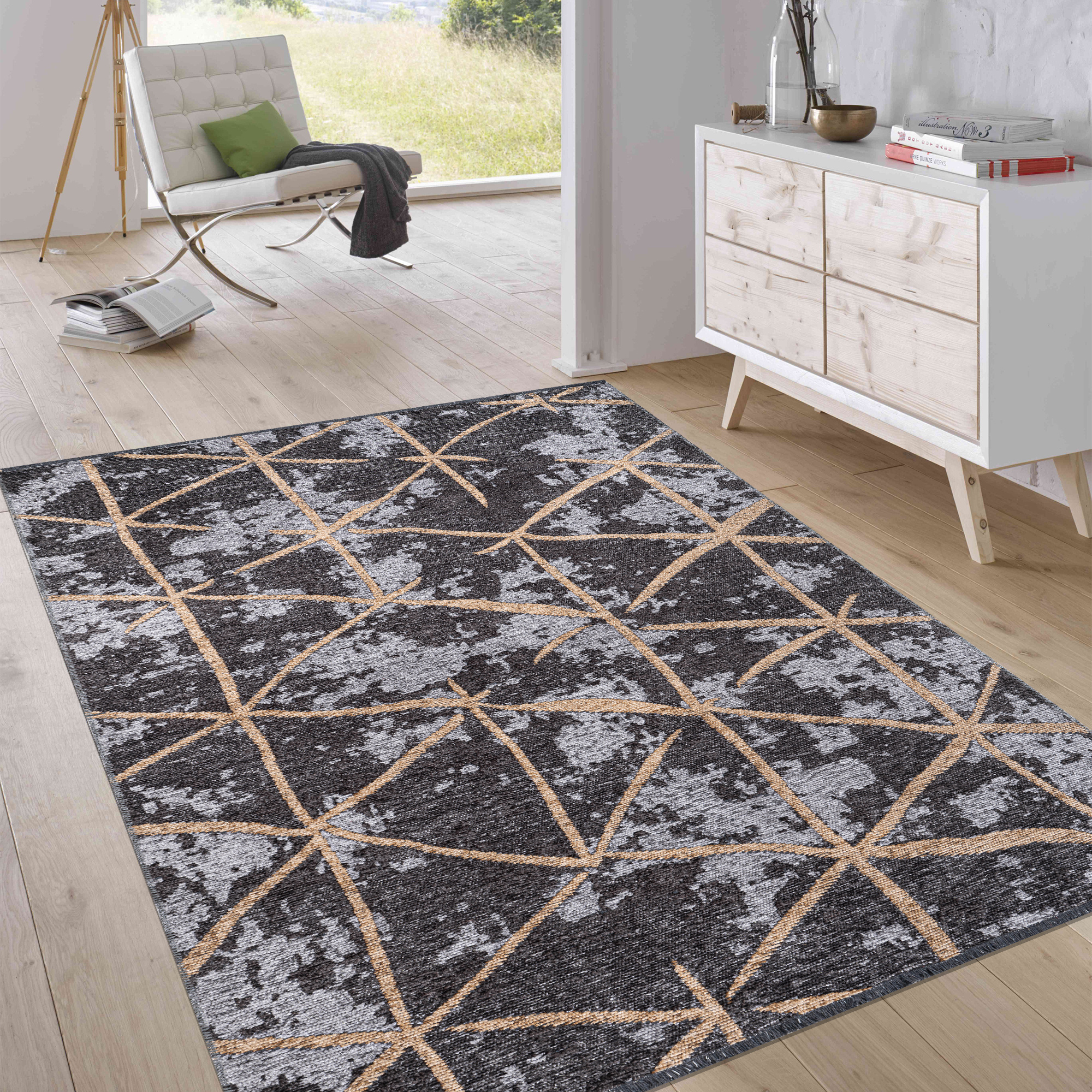 Image of Jimri Kurzflor - Flat Woven Rug For Bedroom & Living Room, Entrance, Hallway - Machine Made, Soft Polyester &runner