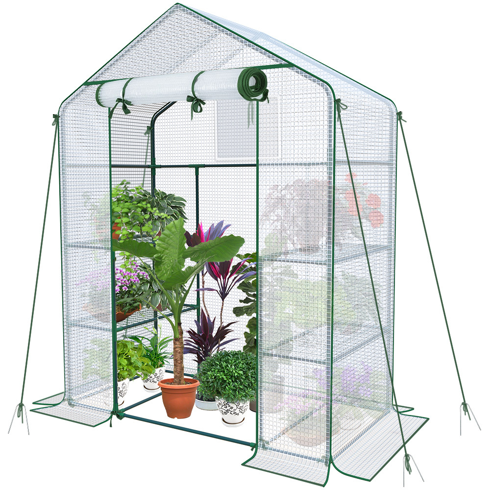 TEMU VOUNOT Serre de Jardin avec Étagères 3 Niveaux Bâche Renforcée 135g/m² Acier Antirouille Protection Plantes Fleurs Légumes Toute Facile à Monter