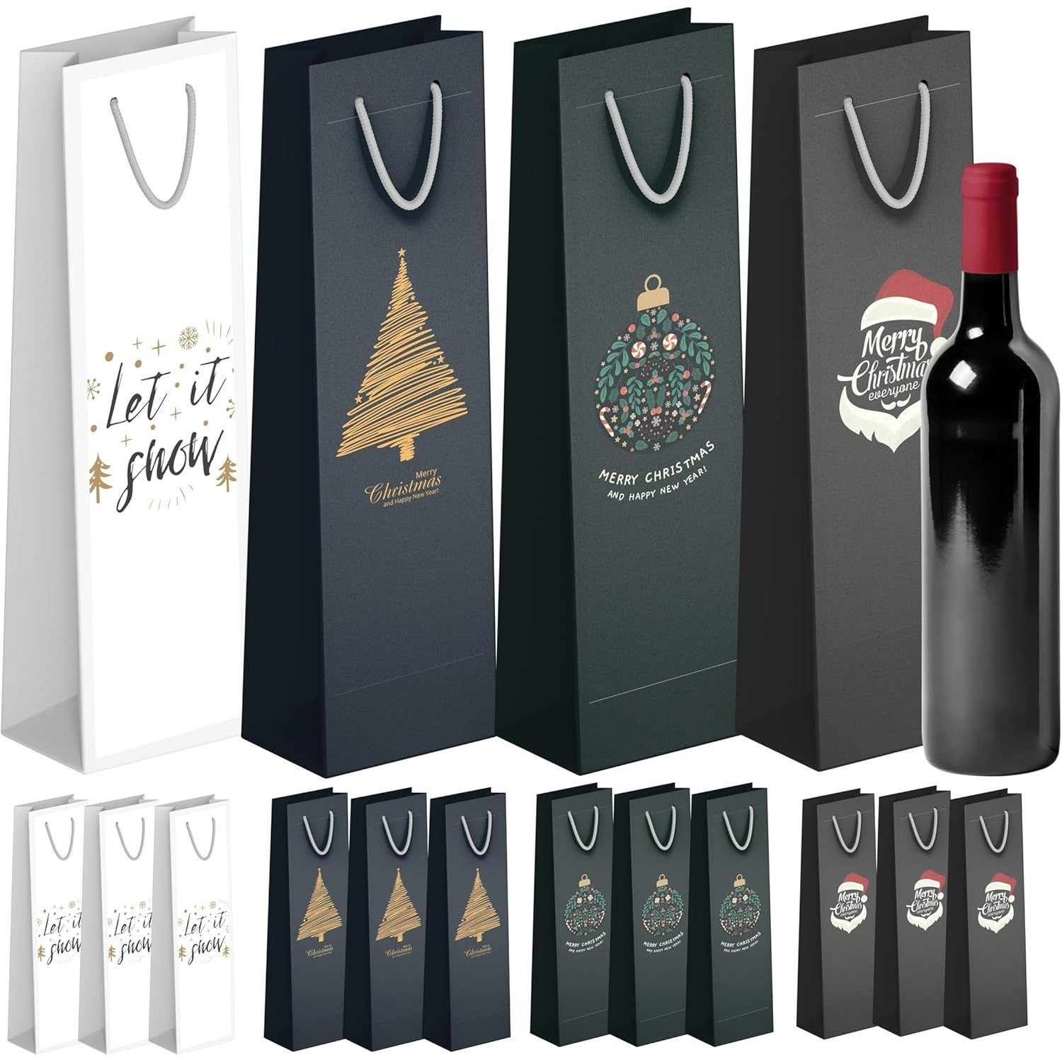 Tk 12x Bottle Bags For Christmas - Bottle Bag - Wine Gift Bags - Bags For Bottles