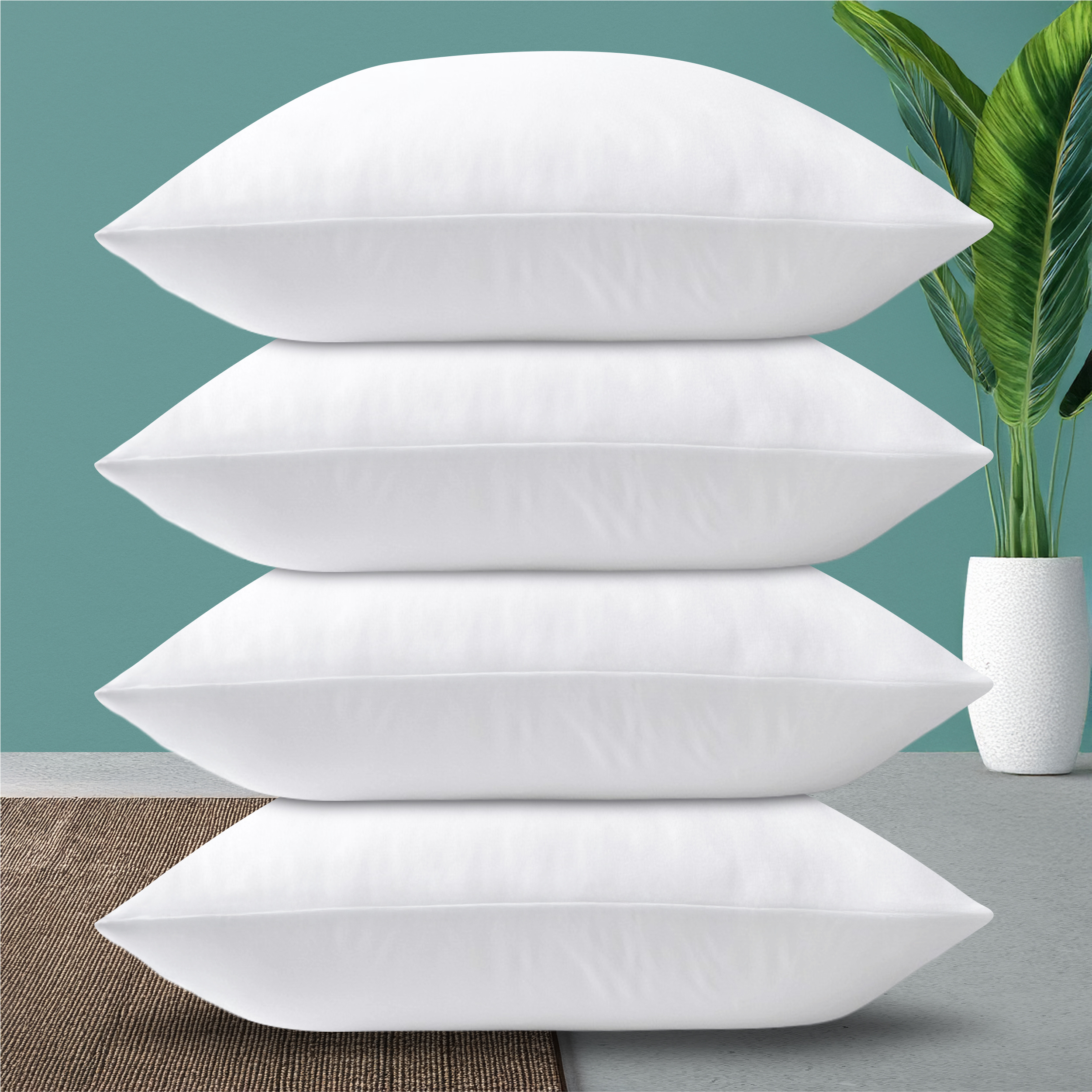 E-shop 4er-Set Kopfkissen – Ideal als Bett- und Dekokissen – mit Reißverschluss für Füllung – als Sofakissen oder Zierkissen für Couch und Sofa –