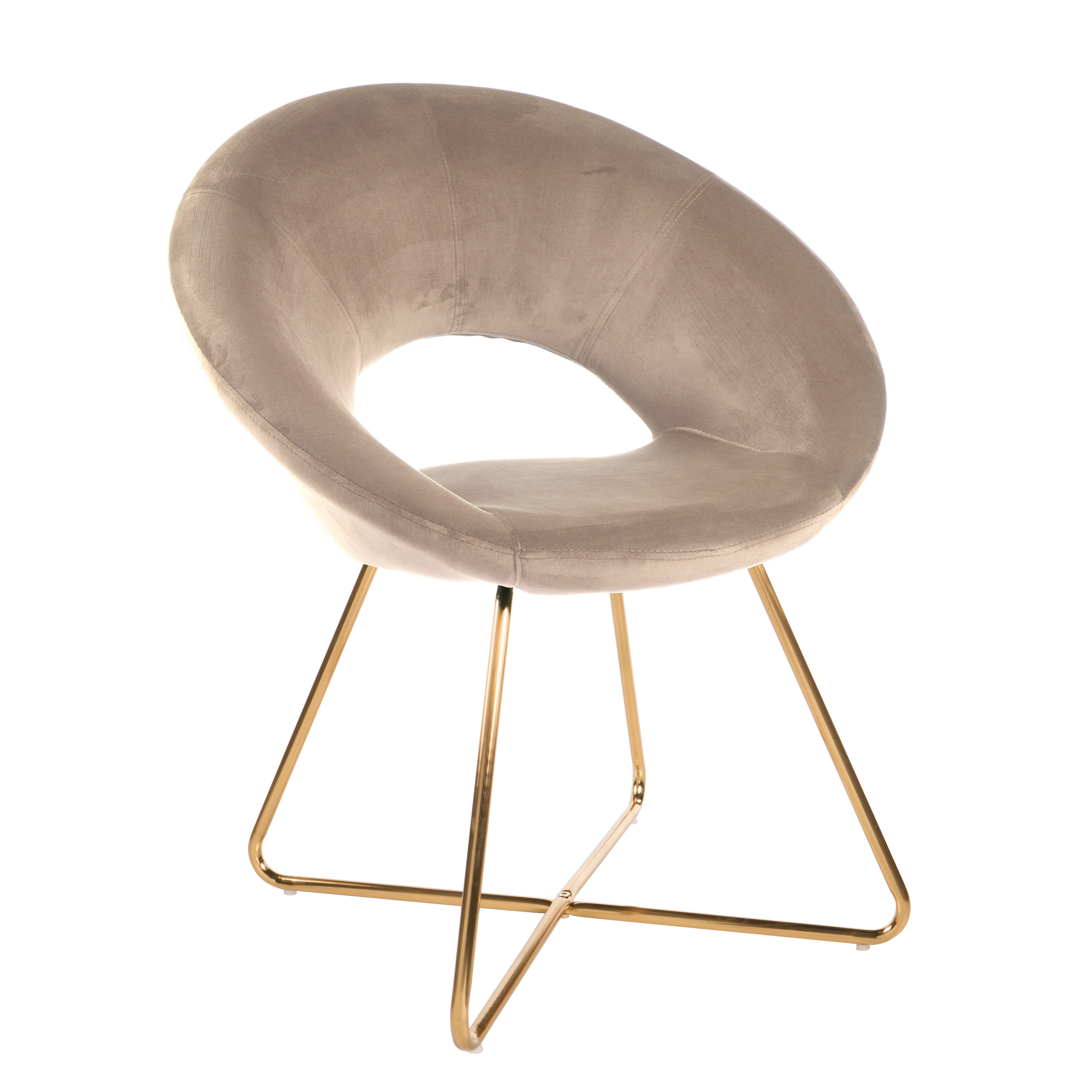 TEMU Fauteuil Baroni Home en Velours Cercle avec Pieds en Fer Doré, Chaise de Bureau ou de Salle à Manger Confortable et Ergonomique, 71x59x84 cm