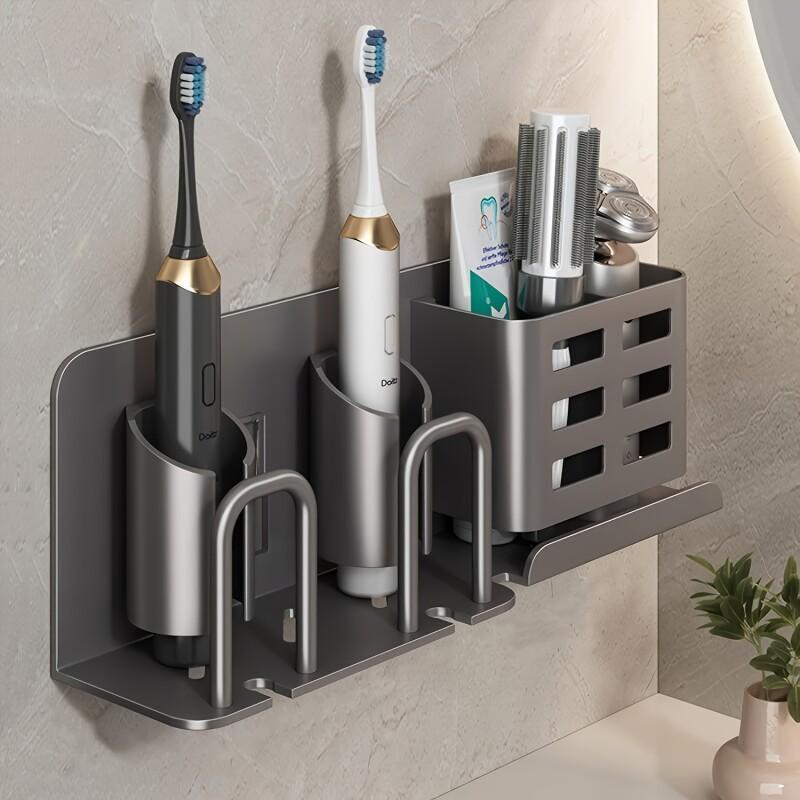 E-shop Badezimmer-Organizer, Wandmontage, für elektrische Zahnbürsten, Zahnpasta und Rasierzubehör, moderner Zahnbürstenhalter, langlebiger Wandhalter,