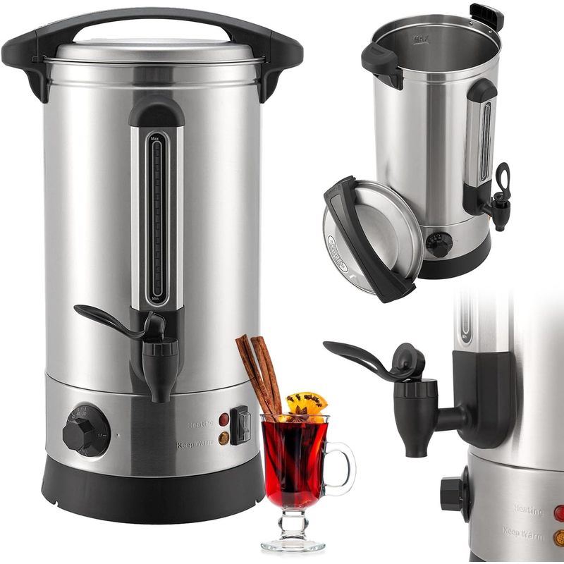 Image of Mulled Wine Cooker 7 Litres With Tap Stainless Steel 1500 Watts Mulled Wine Pot Hot Water Dispenser
