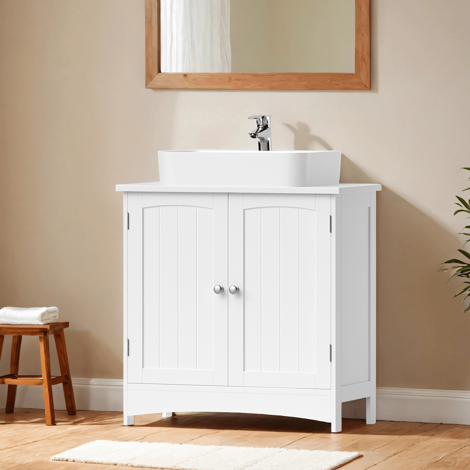 TEMU Bathroom Sink Cabinet, Base Cabinet, Washbasin Cabinet, Bathroom Cabinet, 2 Doors, Adjustable Shelf, Storage Space, 60 X 30 X 60 Cm