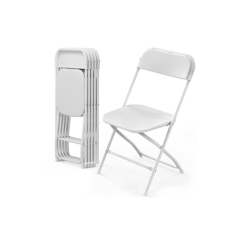 TEMU Bonnlo Chaise Pliante, Set de 4/6 Chaises, Chaise de Jardin Pliante, pour et l'Extérieur, Empilable, en Métal & Plastique, jusqu'à 158Kg, Blanc