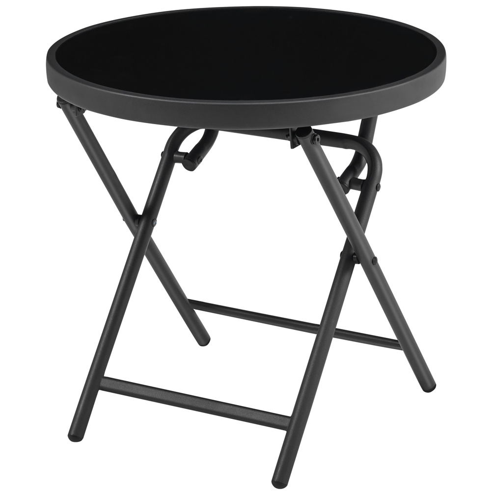 E-shop Costoffs Runder Beistelltisch aus Metall und Glas Kaffeetisch Balkontisch Gartentisch wetterfest pflegeleicht für Garten Terrasse Balkon