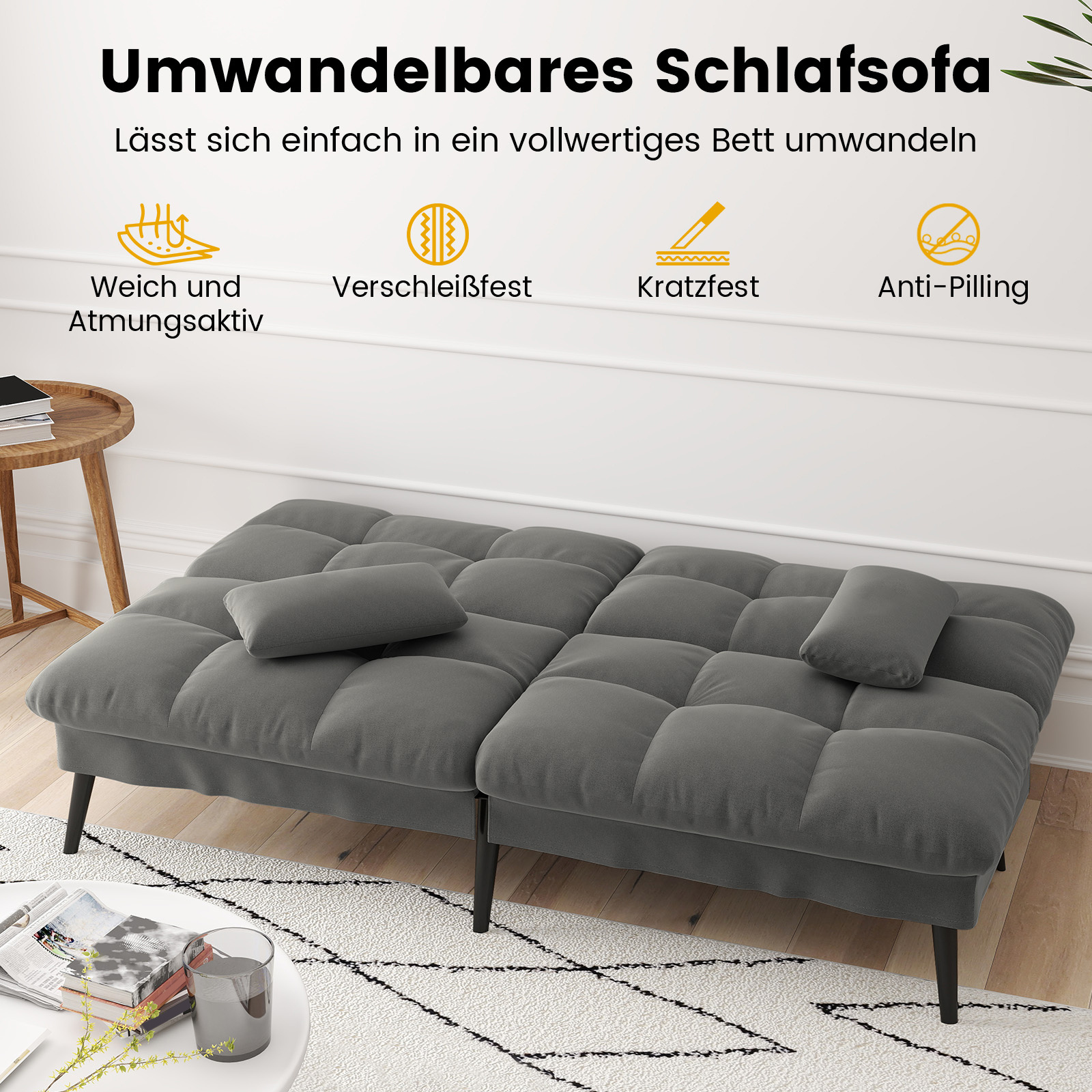 Wumagin 6-in-1 Schlafsofa 200x160cm - Modulares Gästebett Mit Cord-Bezug
