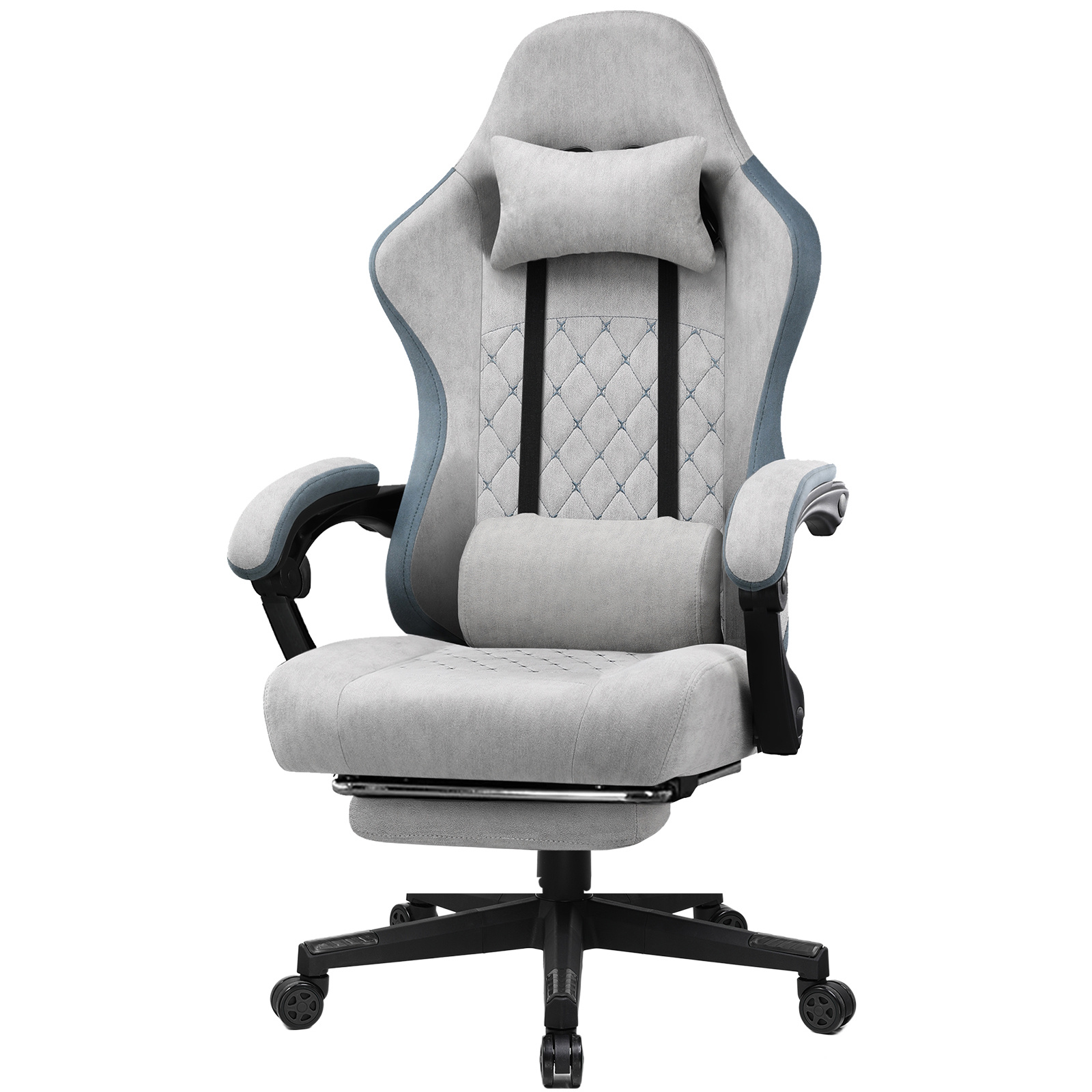 Image of Gaming Chair Ergonomic Gaming Chair Desk Chair With Fabric Surface, Spring Seat Cushion, Armrests And Footrest