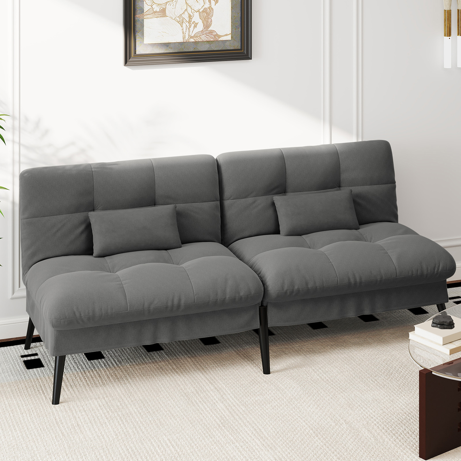 sofa sleeper with sleeping function covered futon folding sofa bed couch corner sofa guest bed couch 3 seater sofa with adjustable fabric backrest