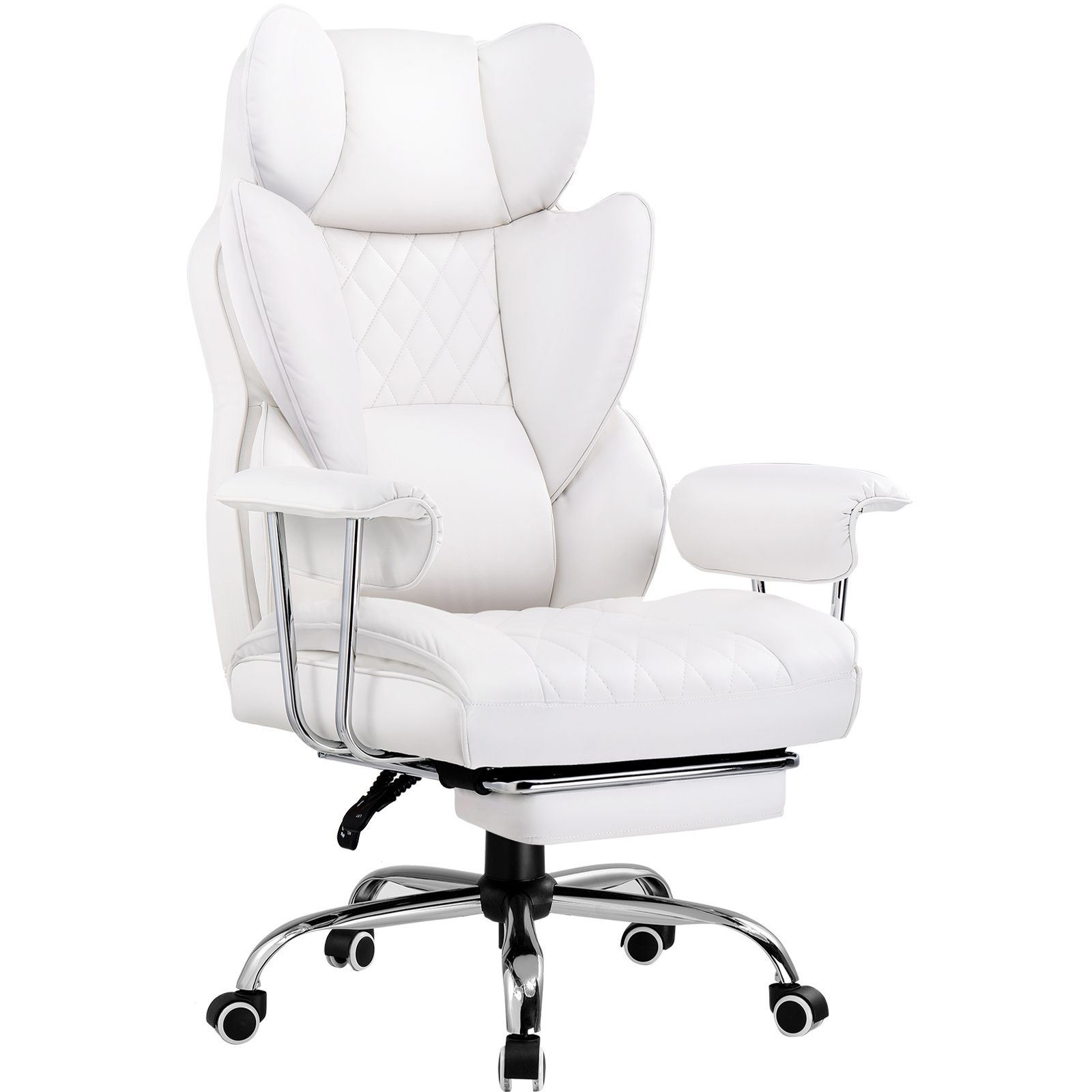 Image of Gaming Chair, Office Chair With Lumbar Support, Ergonomic And Comfortable Wide Office Computer Chair With Outwardly Fixed Soft Armrests And Footrest