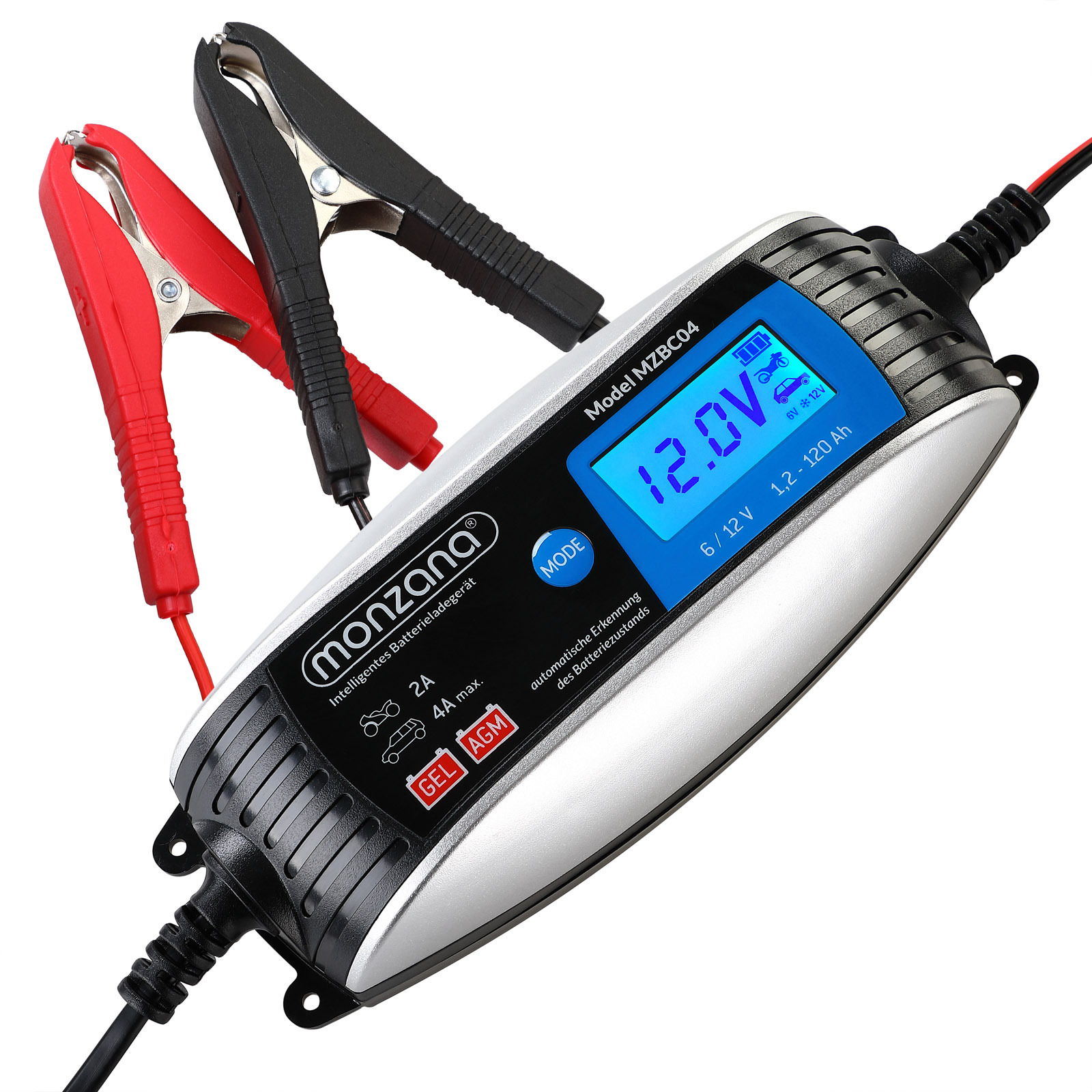TEMU MONZANA® Cargador de batería automático para coche 6V 12V con pantalla LCD 7 niveles de carga