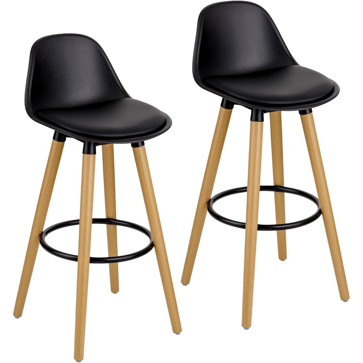 TEMU Baroni Home Sgabello con Schienale e Cuscino, Poggia Piedi - Design Moderno in PU e Legno Acciaio per Casa e , 40x42x92 cm