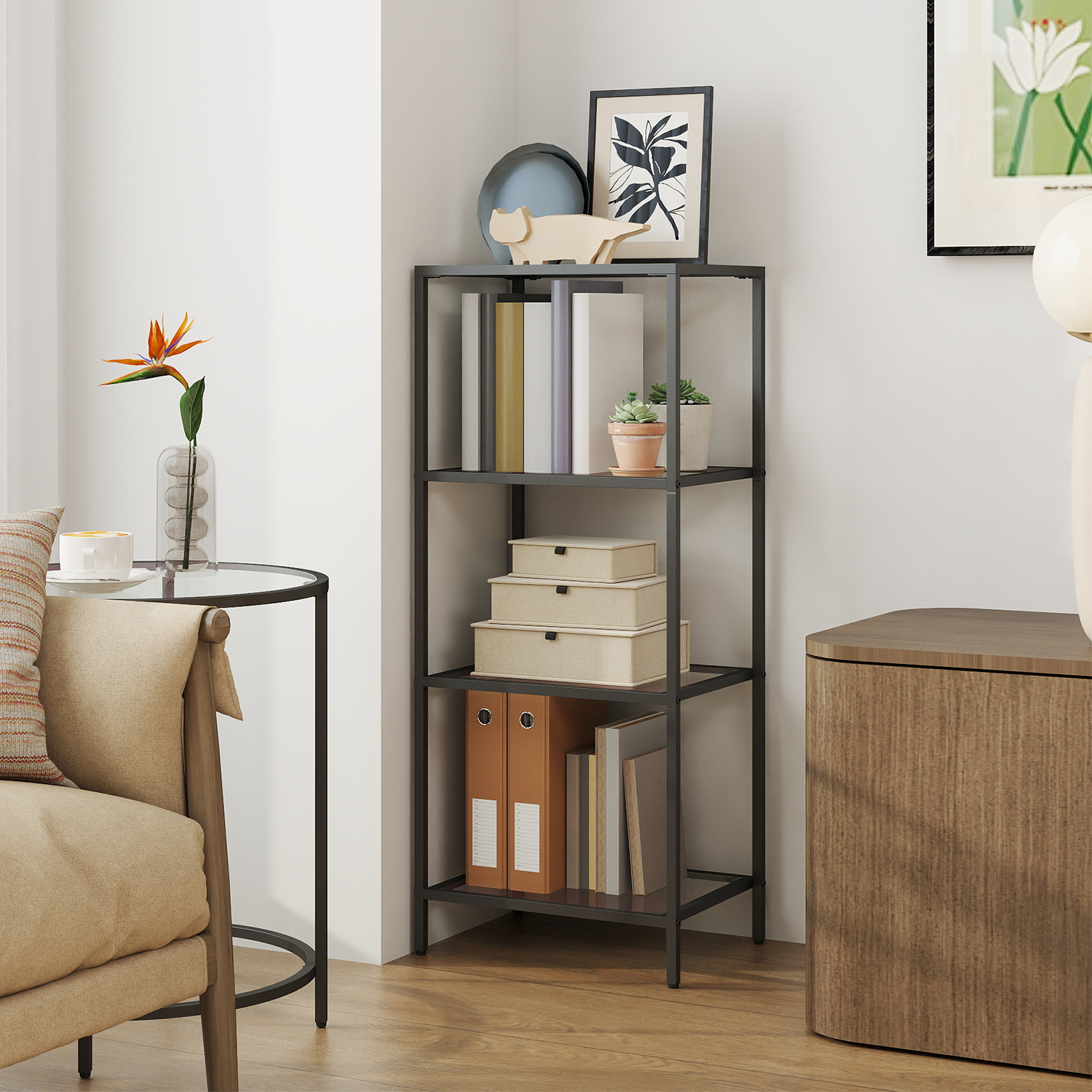 TEMU 4-tier Shelf, Bathroom Shelf Made Of Tempered Glass, For Bathroom, Living Room, Kitchen, Office