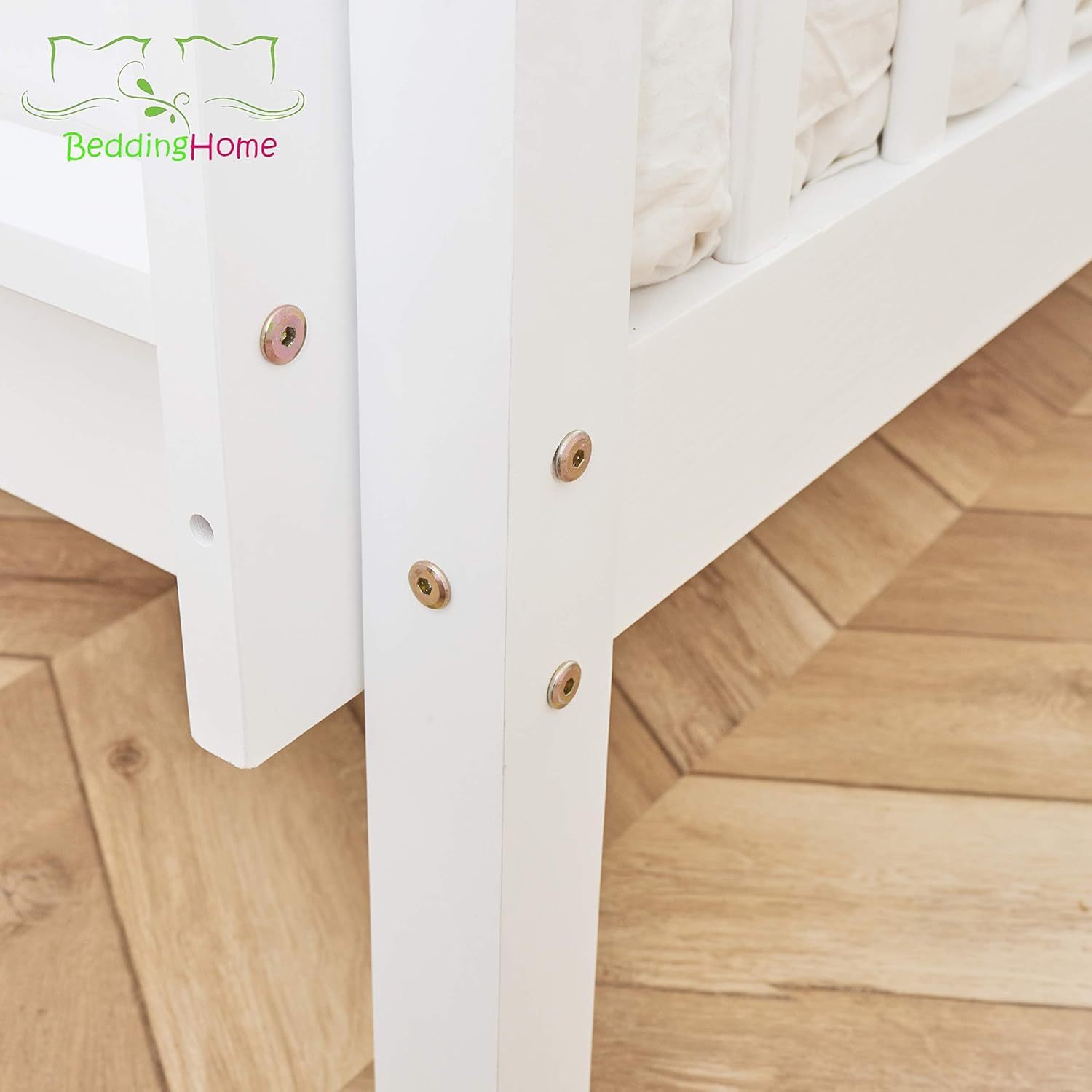 Triple Bunk Bed 3FT Single & 4.6FT Double, Solid Pine Wood Triple Sleeper Bed for Adults & Kids, Modern White Finish, Adjustable Design, Space-Saving Solution for Bedrooms