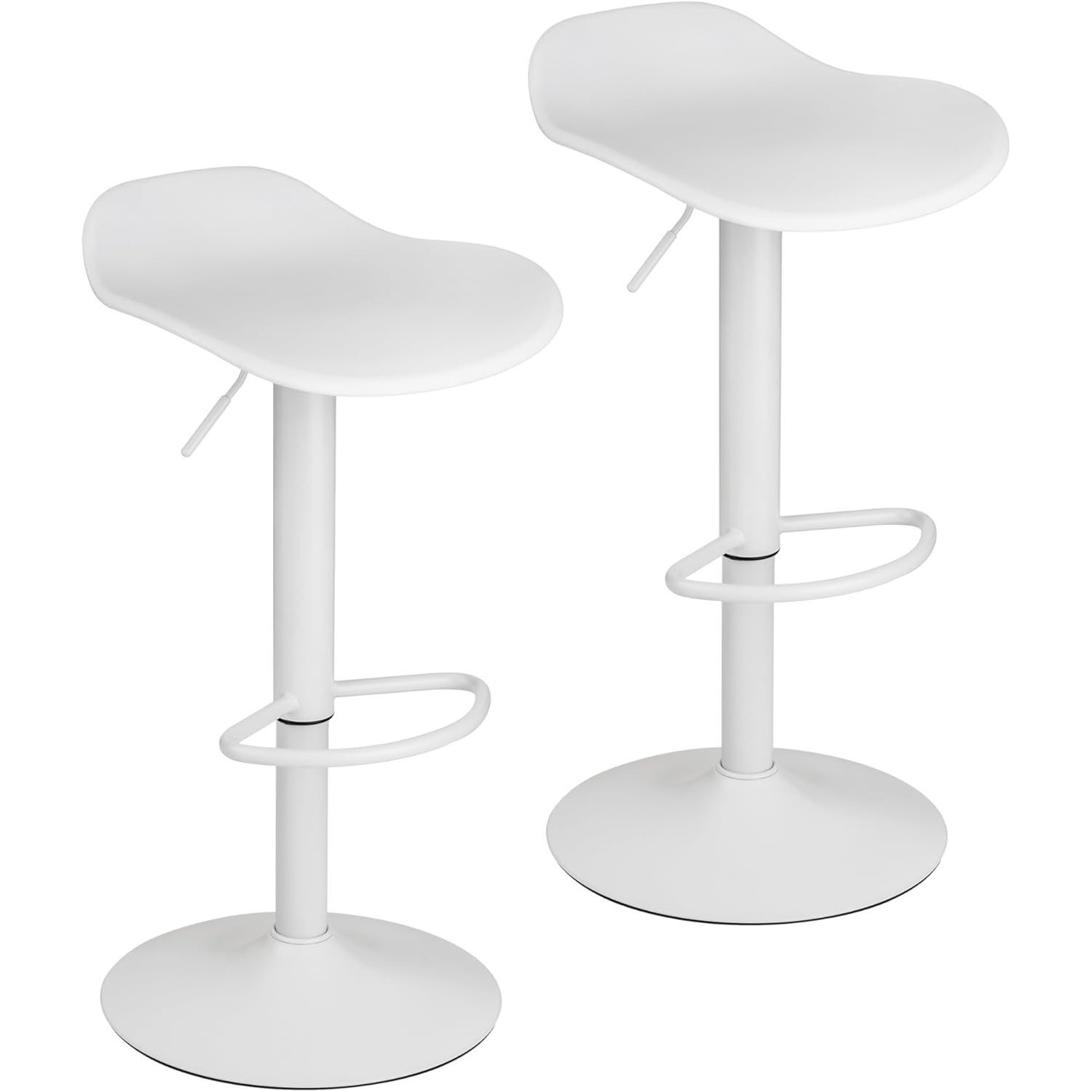 Image of Baroni Home Swivel Stool With Adjustable Height And Footrest, For Kitchen, Restaurant And Bar, Lightweight And Easy Assembly, 40x40x64-86 Cm