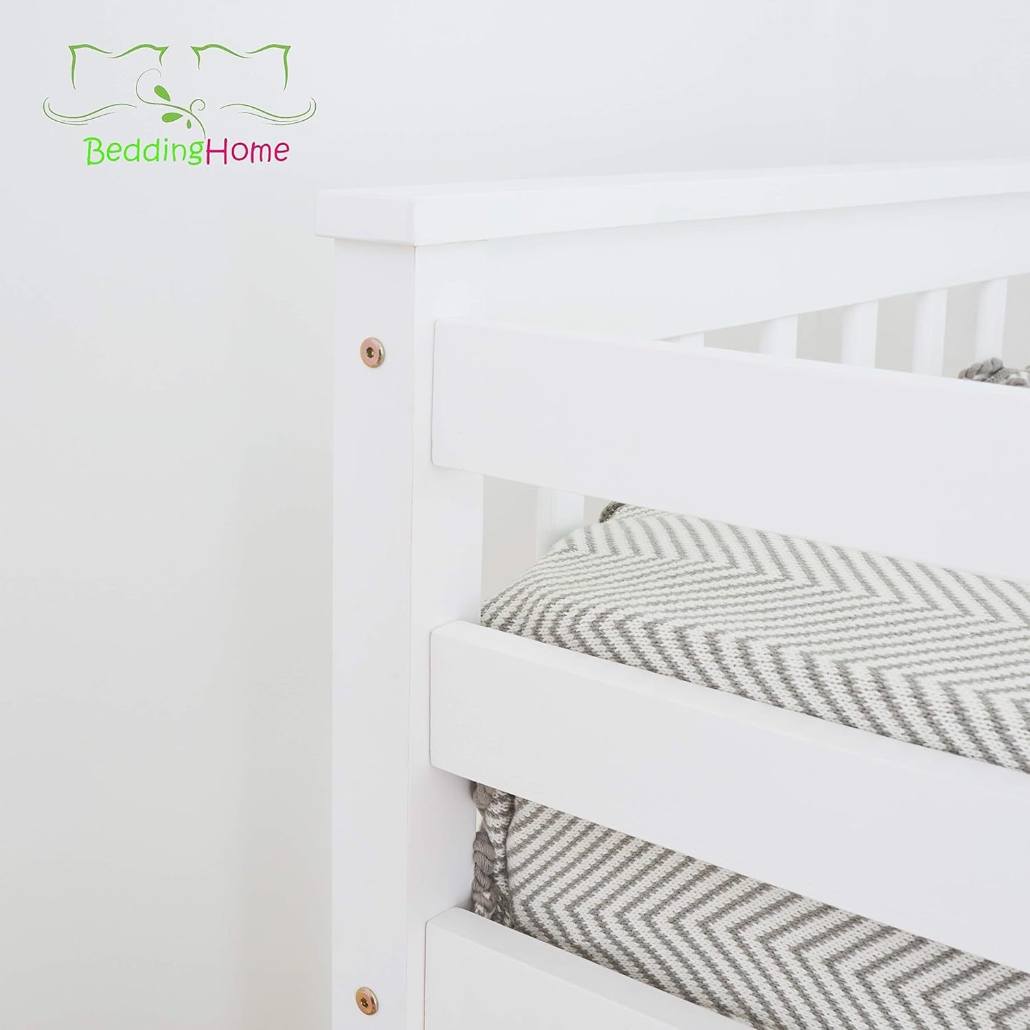 Triple Bunk Bed 3FT Single & 4.6FT Double, Solid Pine Wood Triple Sleeper Bed for Adults & Kids, Modern White Finish, Adjustable Design, Space-Saving Solution for Bedrooms