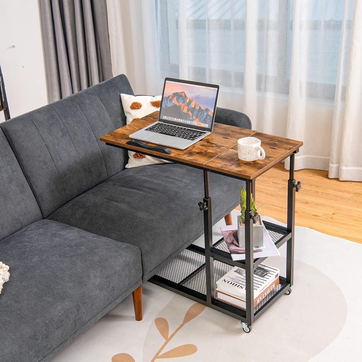 Coodino Girevole a 360° Funzionale, Libreria ultifunzione, Scrivania per Coputer Portatile, Coodino Regolabile in Altezza
