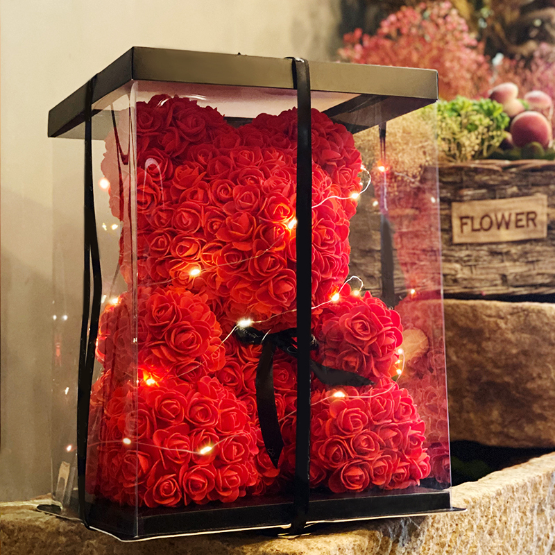 TEMU 1pc Square Clear Pvc Storage Box, Dustproof Dessert Table Decoration For Valentine Proposal Graduation, Keepsake Box For Gift19x19x28cm