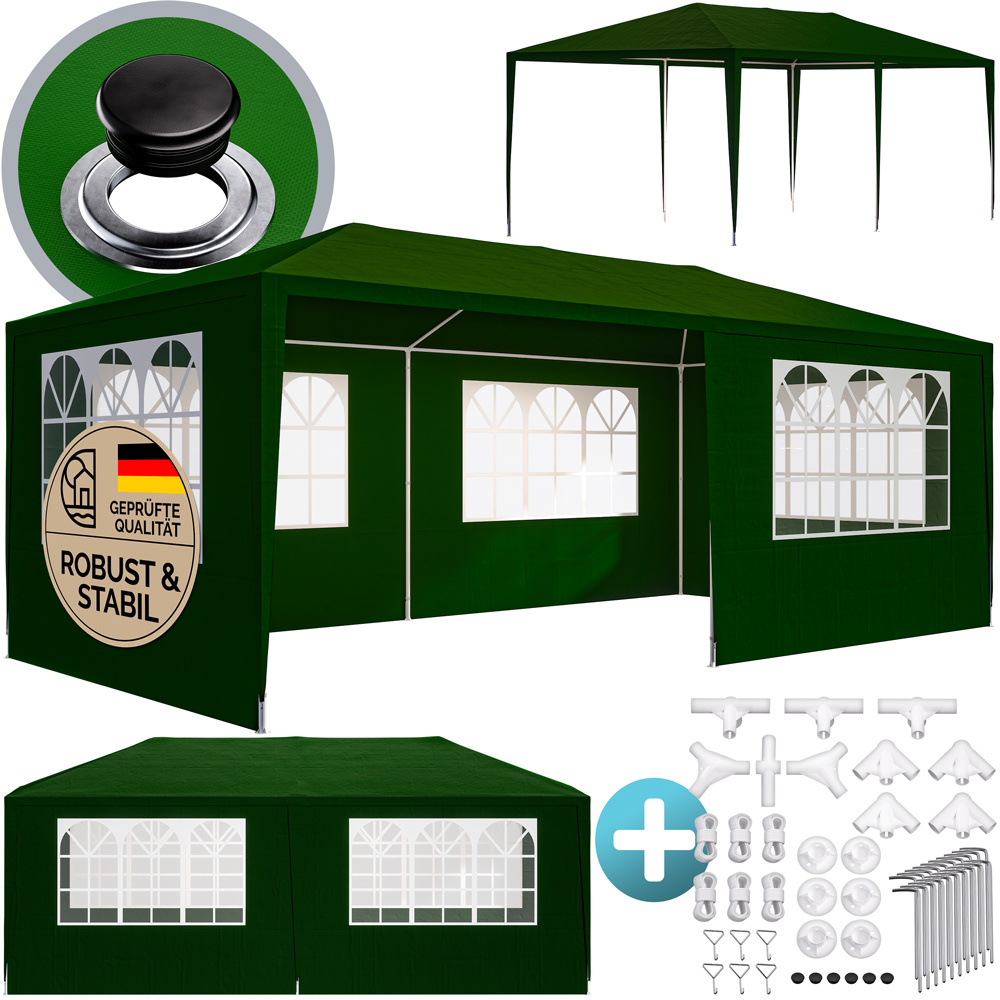 TEMU CASARIA® Pabellón 3x6m Protección UV 18m² Tejado impermeable 6 partes Estabilizador Festival Carpa de fiesta Carpa de jardín con ventanas