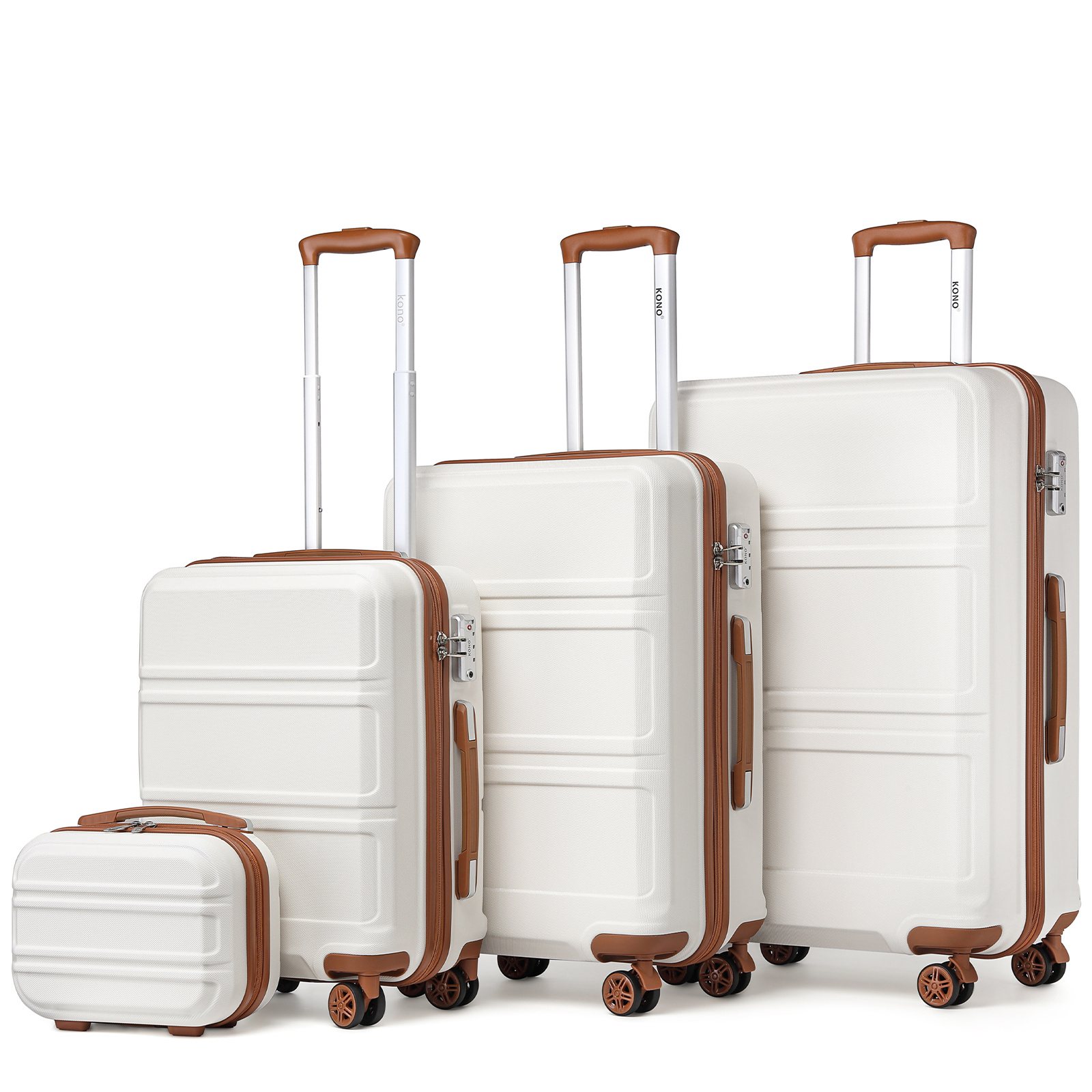 Image of 12inch 20inch 24inch 28inch Suitcase Luggage Kono Fashion Camping Hand Luggage Lightweight Abs Hard Shell Trolley Travel Holiday Gift Back To School
