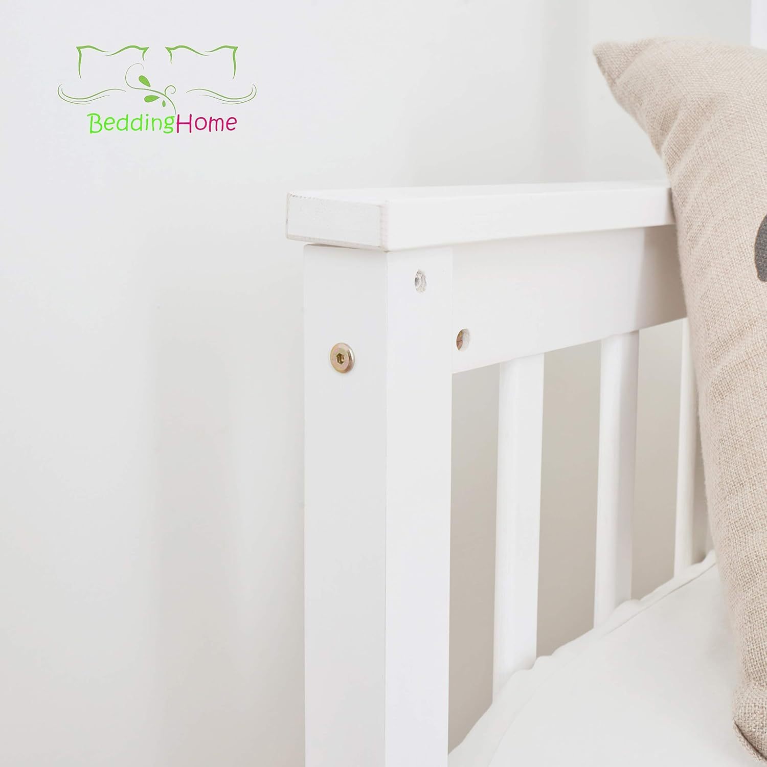 Triple Bunk Bed 3FT Single & 4.6FT Double, Solid Pine Wood Triple Sleeper Bed for Adults & Kids, Modern White Finish, Adjustable Design, Space-Saving Solution for Bedrooms