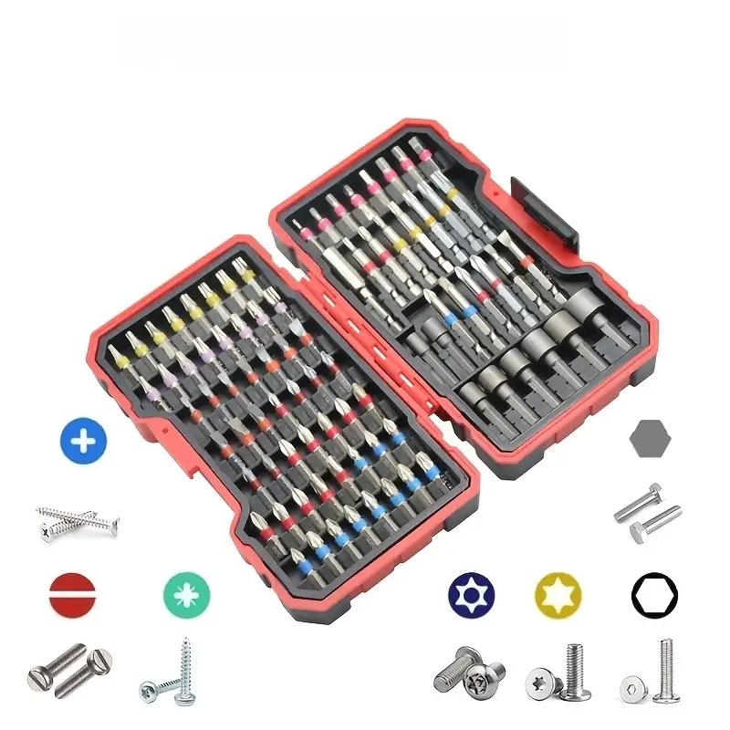 E-shop 83-tlg. Schraubendreher- und Bohrerset – inklusive magnetischem Steckschlüssel, Schlagbohrer-Bit-Set, mit Aufbewahrungskoffer, S2-Stahl, Kreuz-,
