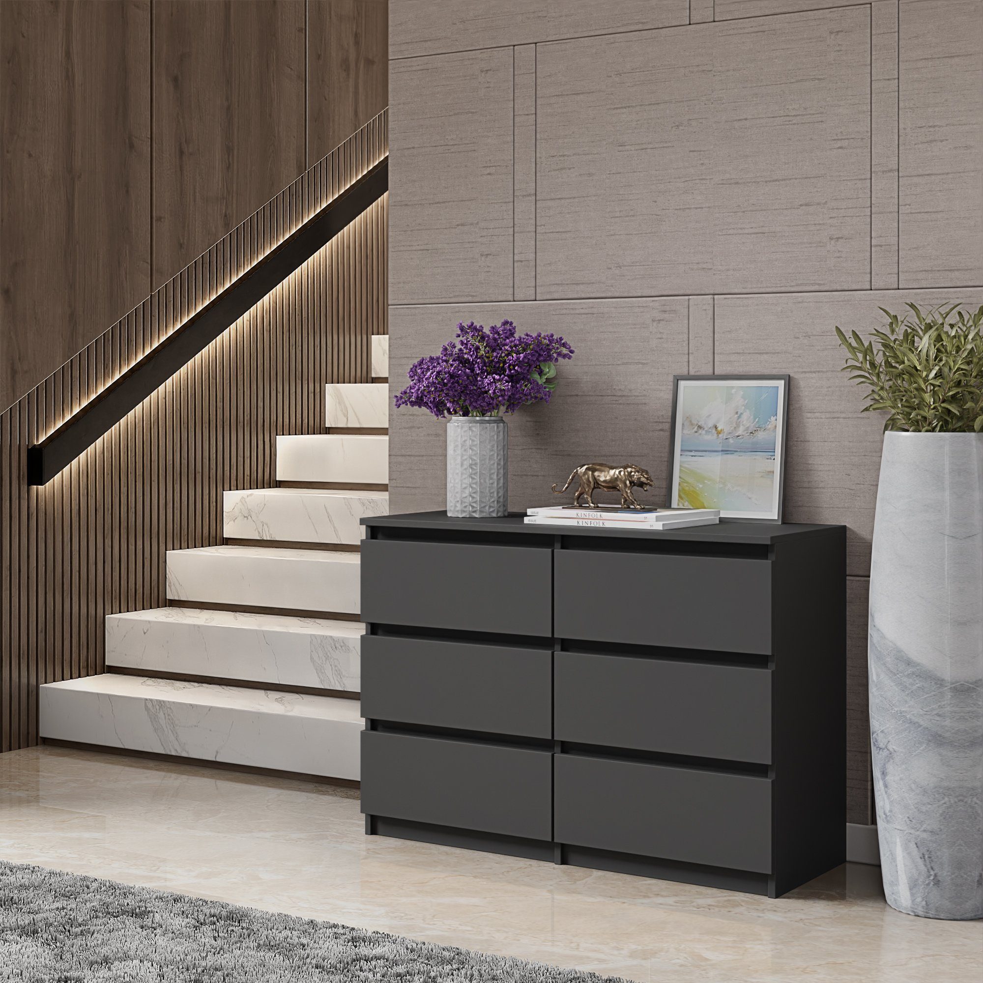 TEMU Chest Of Drawers / Sideboard With 6 Drawers - 100x71x33cm