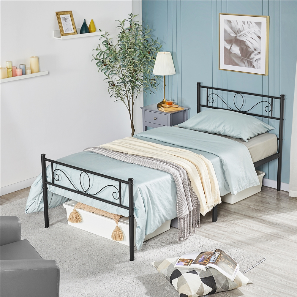   metal bed metal frame bed with slatted base minimalist bed frame   storage space for bedroom    