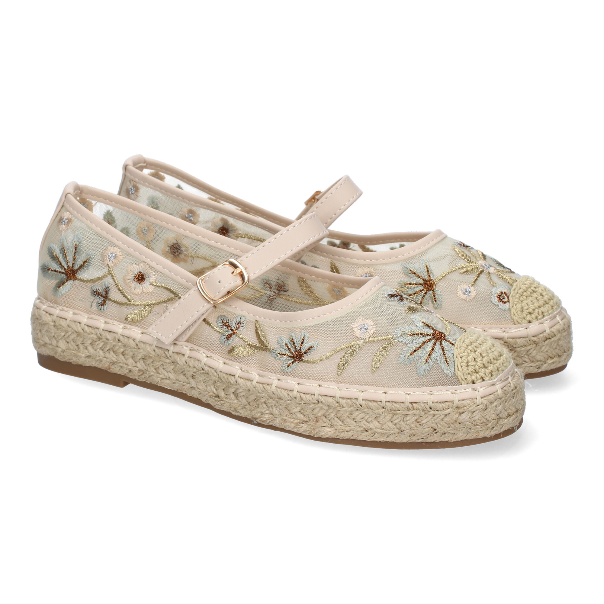Espadrille Style Dancer For Woman, Design, Comfortable And Elegant With Embroidered Toe And Closure.