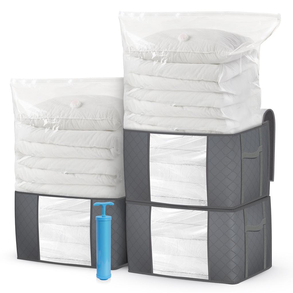 TEMU VOUNOT Lot de Sacs de Rangement Sous Vide Grande avec Housses de Rangement et Pompe Idéal pour Couettes et Vêtements