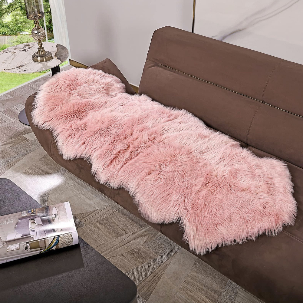 TEMU 1pc Fluffy Soft Plush Carpet On The Bedroom Floor, Soft And Comfortable Sofa Cushion, Décor Room Bedroom, Pink, 150*60cm
