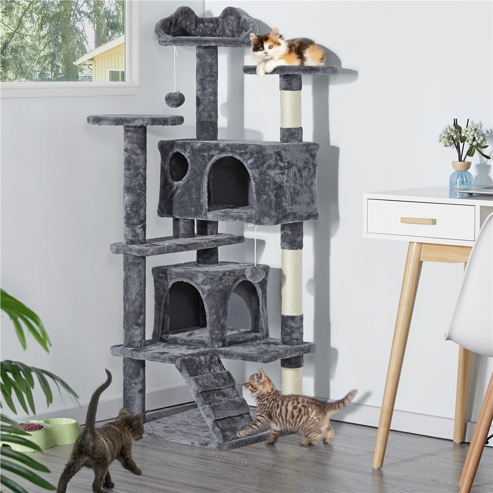 E-shop Costoffs Kratzbaum Katzenbaum 138 cm, Stabiler Katzenkratzbaum Katzenmöbel mit Spielkugel & Katzenhöhle, Kletterbaum für Katzen, Katzenhaus