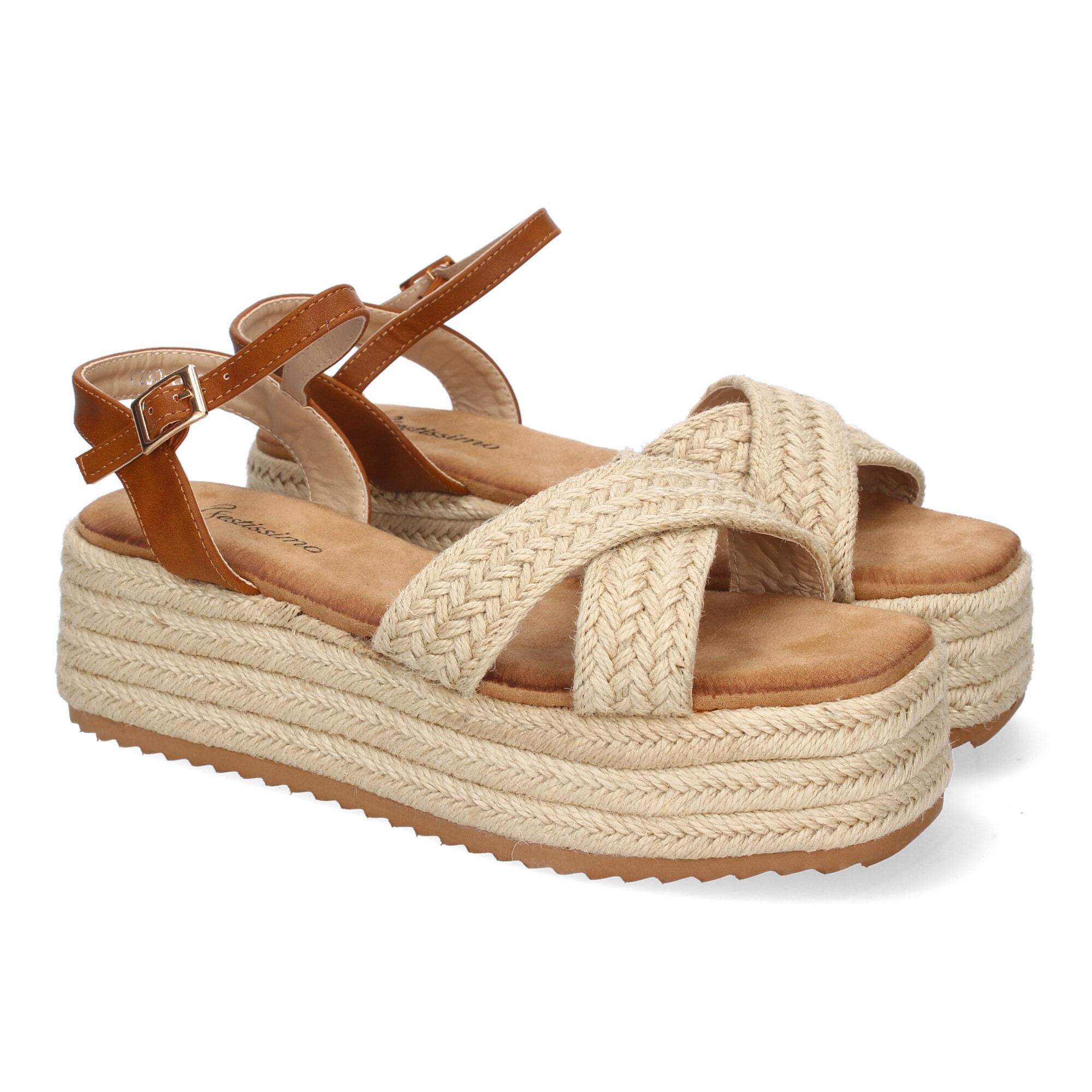 Women's Jute Platform Sandals, Comfortable And Elegant, With Braided Strap And Closure, Spring-summer