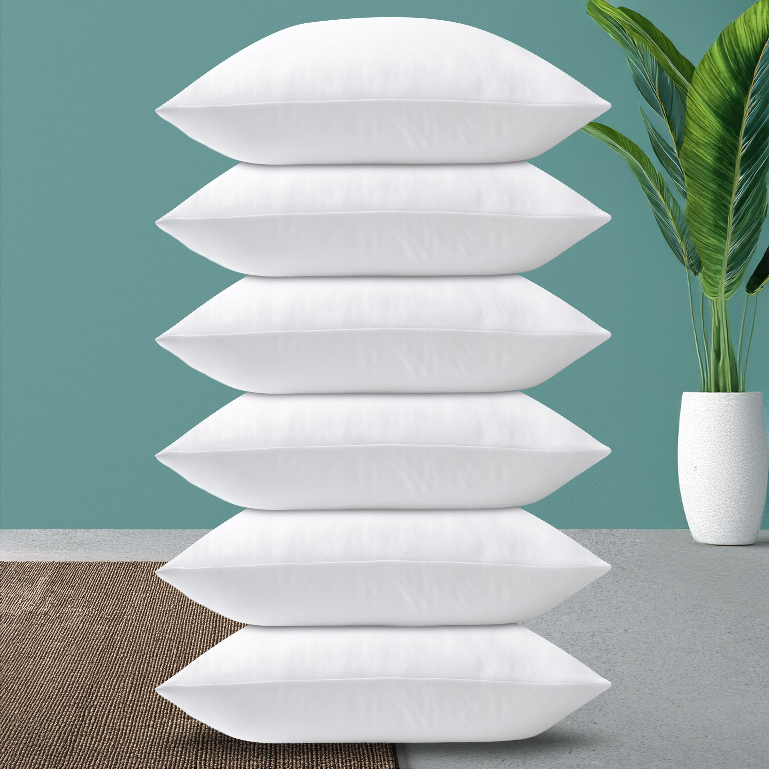 E-shop 6er-Set Kopfkissen – Ideal als Bett- und Dekokissen – mit Reißverschluss für Füllung – als Sofakissen oder Zierkissen für Couch und Sofa –