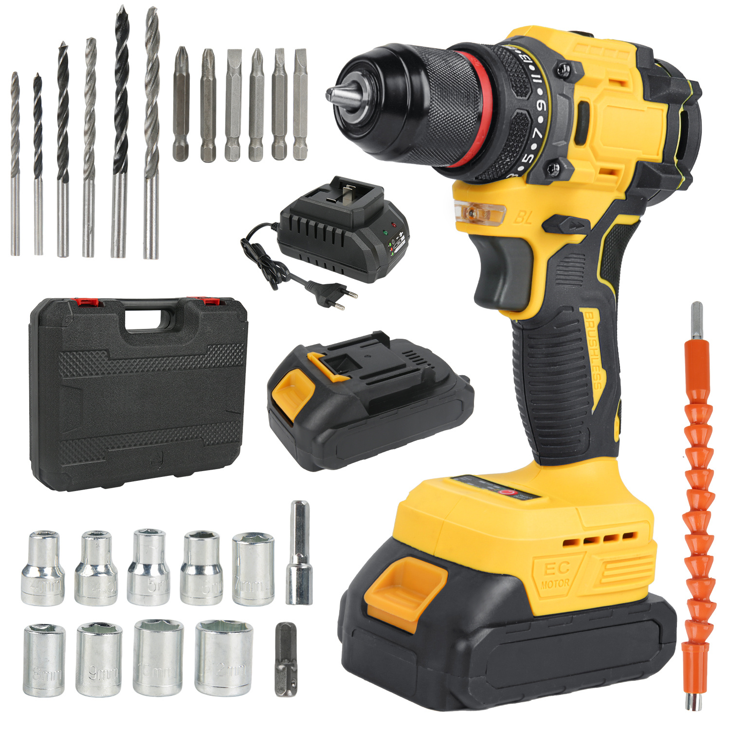 TEMU Brushless Drill Kit, Cordless Drill Driver, Impact Drill