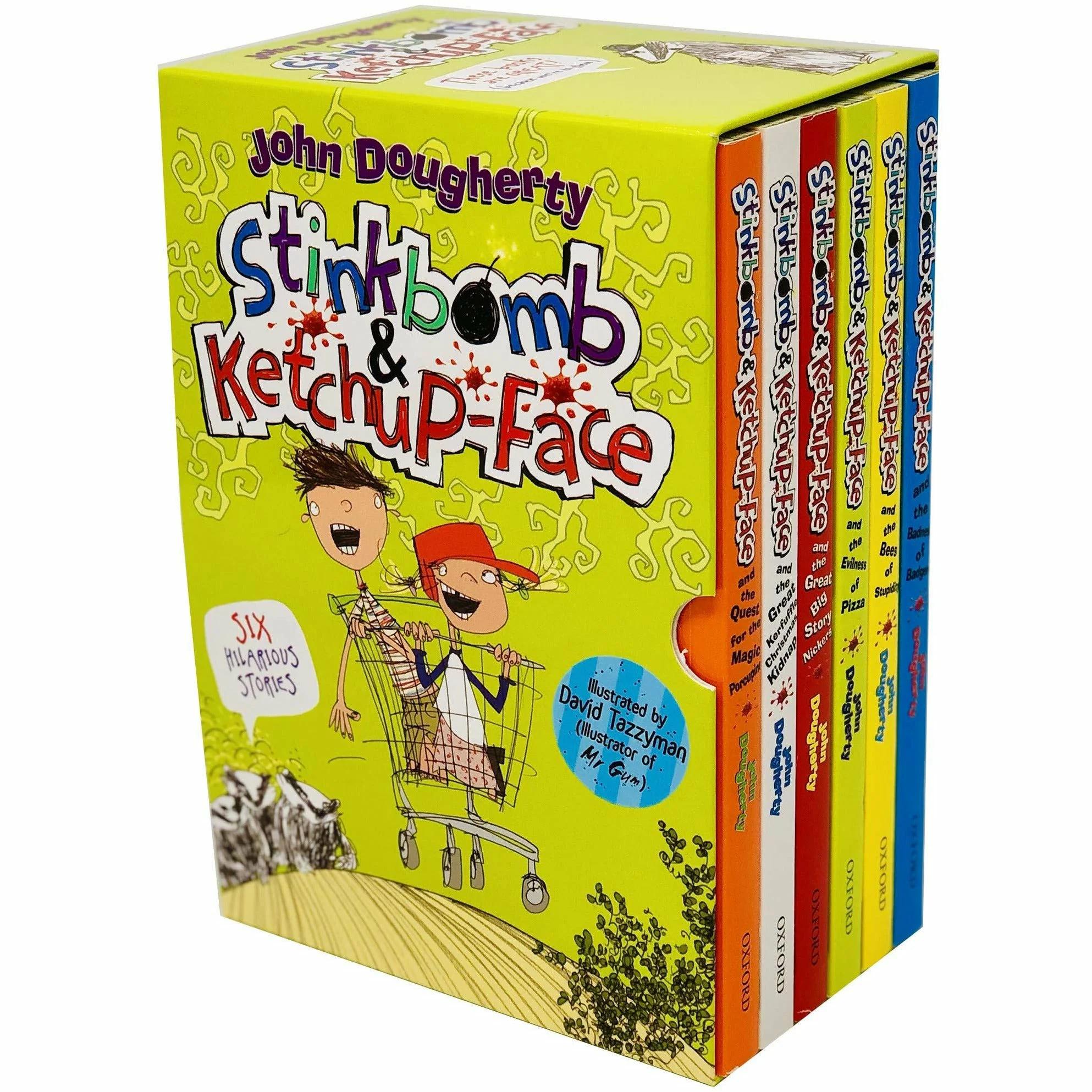 Stinkbomb & Ketchup Face Series 6 Books Collection Box Set By John Dougherty: retailer-supplied image
