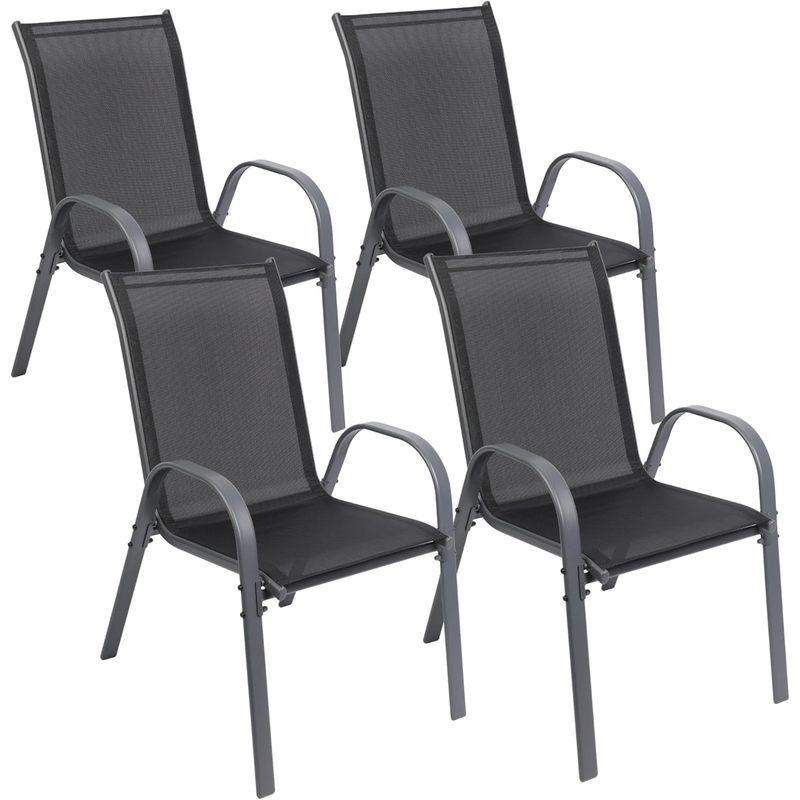 E-shop Cuba Gartenstühle Set von 4 Gartenstühlen Stapelbar mit Robustem Metallrahmen und Hoher Tragfähigkeit Bequeme Stapelstühle Auch als