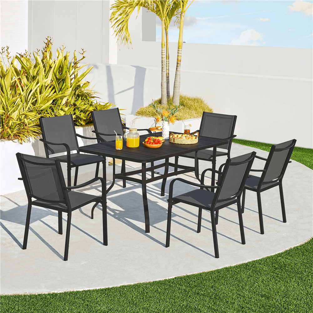 Image of Costoffs 2pcs Dining Chair Set For Outdoor Garden Chair Made Of Texteline Fabric Weather-resistant Armchairs For Garden/terrace/courtyard