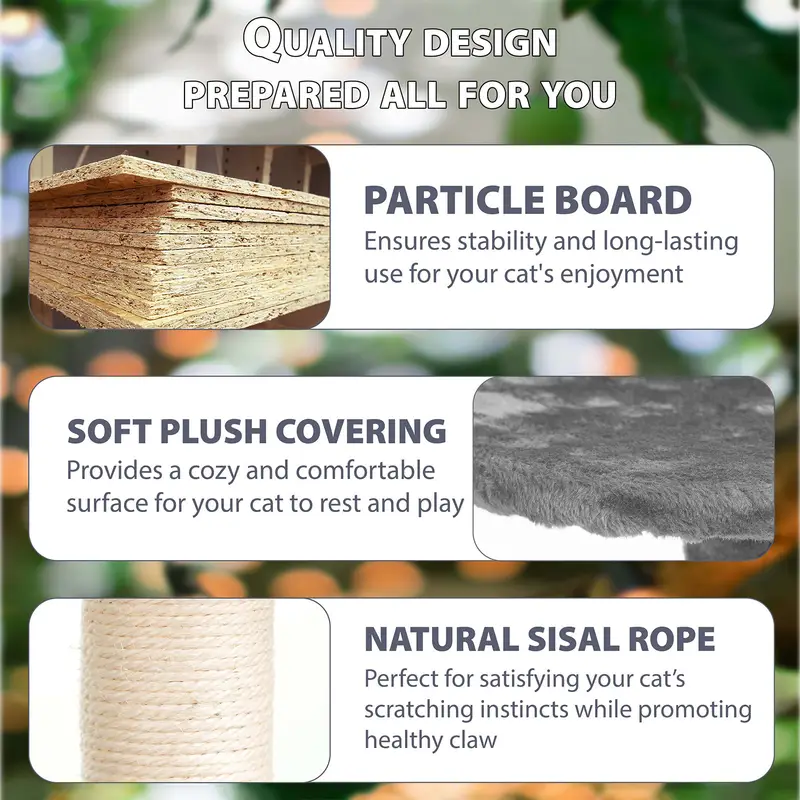 de de gato de 138 cm - de atividades de vários níveis com postes de arranhar, apartamentos, e plataformas - casa de escalada de gato resistente para interno e plataformas para gatos Detalhes do produto 3