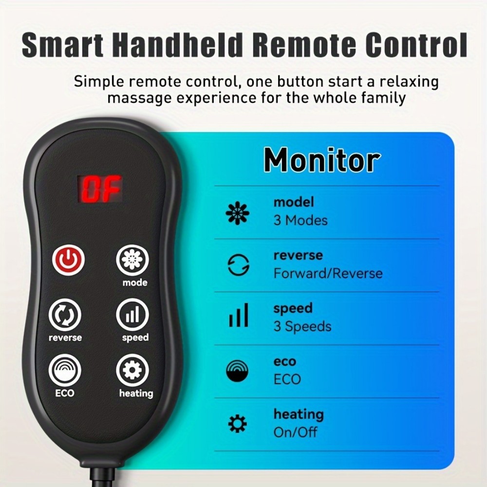 Hands-Free Cordless 3D Kneading Pillow with Heat - Portable Neck & Shoulder Massager for Back, Leg Pain Relief - Ideal Gift for Men & Women (Unscented), USB Powered