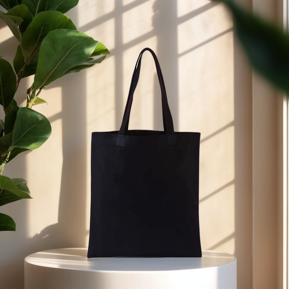 TEMU Bolso Tote de Lona Unisex con Cremallera, Bolsa de para Compras, Trabajo y Uso Diario, 34x40cm – Negro/