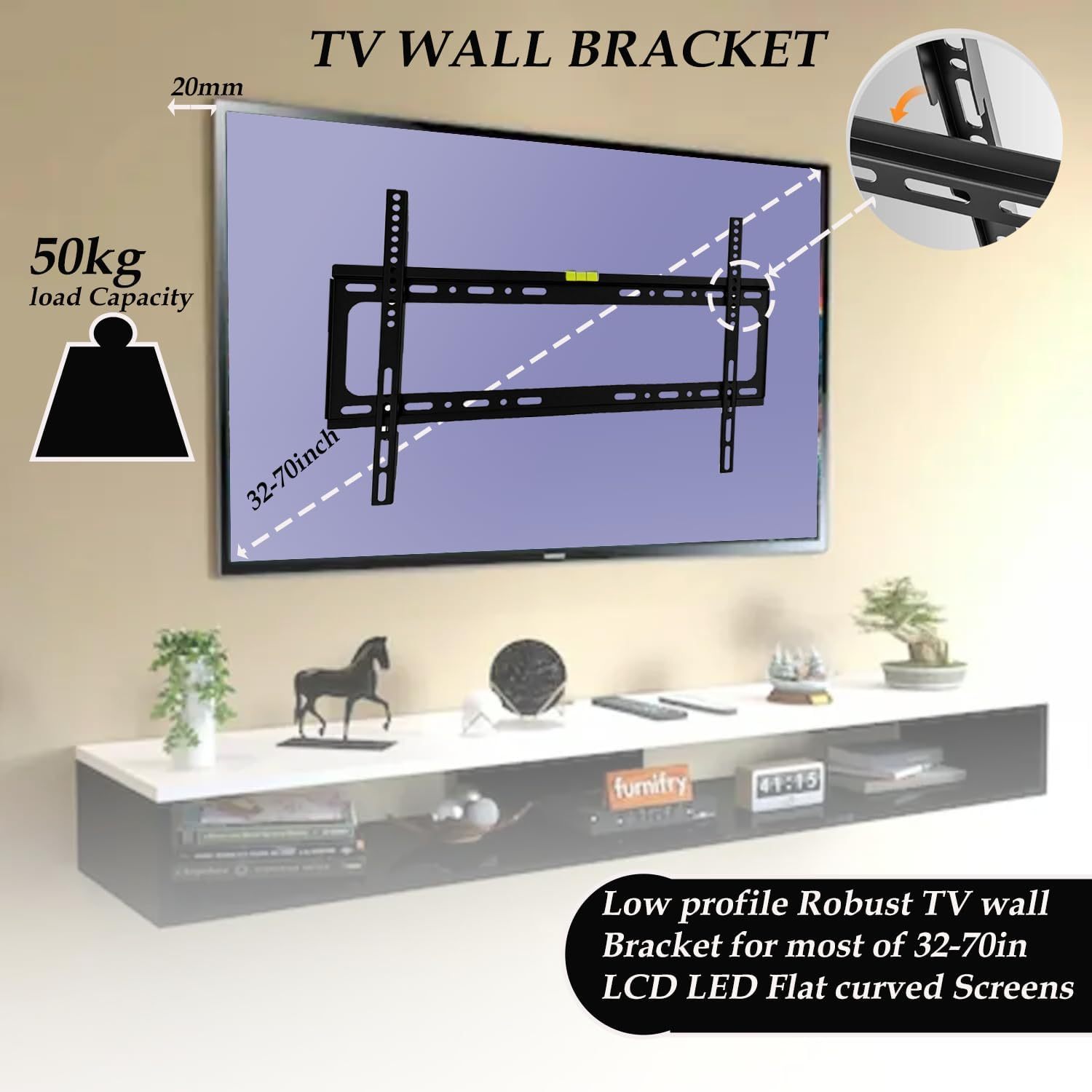 Ultra Slim TV Wall Bracket for 32-70 Inch Screens