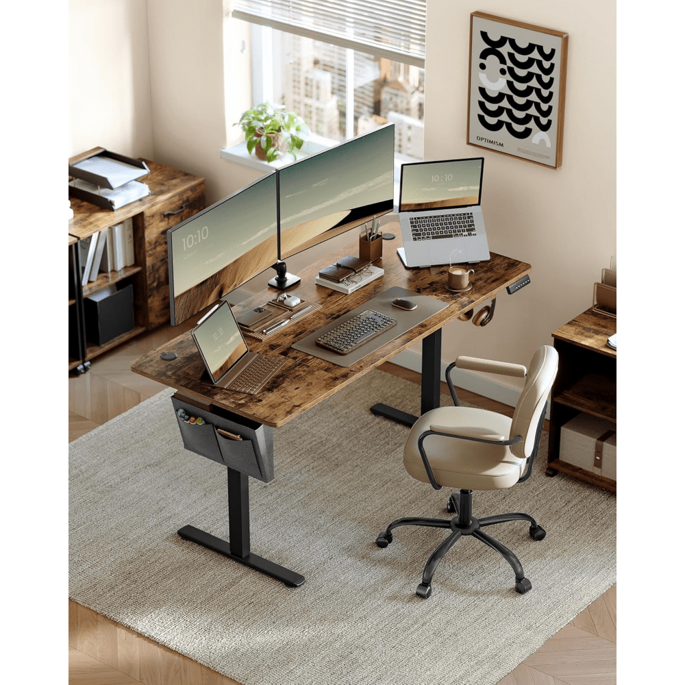 TEMU Electrically Height-adjustable Desk, 60 X 120 X (72-120) Cm, Adjustable, Split Top, Memory Function With 4