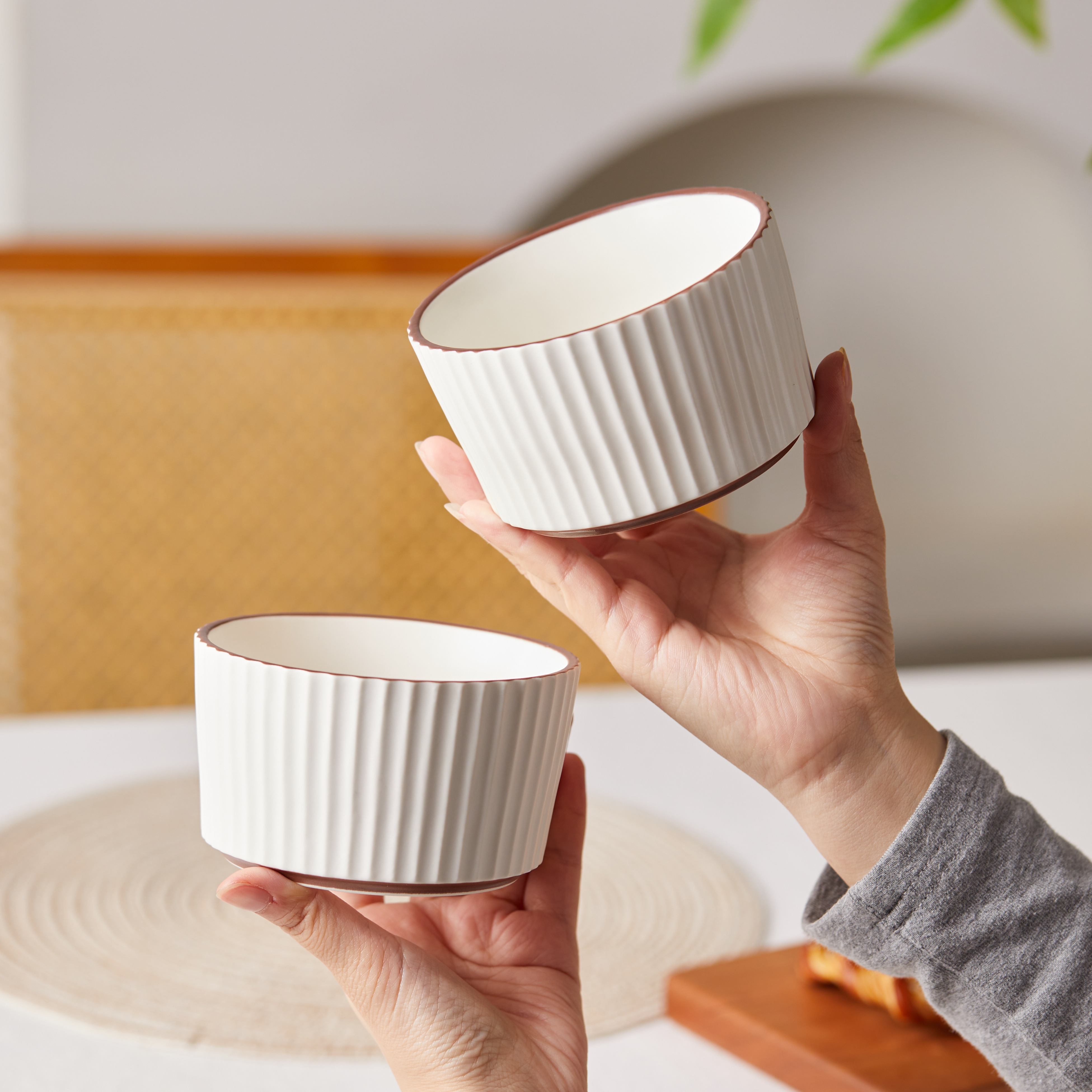 TEMU Juego de 4 Tazones de 4.5 Pulgadas, Perla , Cerámica de Calidad, Tazones para , Tazones para Desayuno, Tazones para Postres, Tazones para Crema,