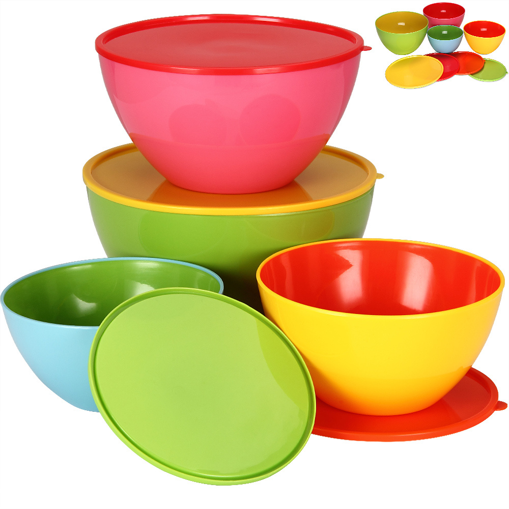 Monzanau00ae Bowl With Lid 4pcs Set - Bpa-free Plastic, 900ml-4000ml, Stackable, Airtight, Dishwasher Safe, Mixing, Storage & Baking Bowl