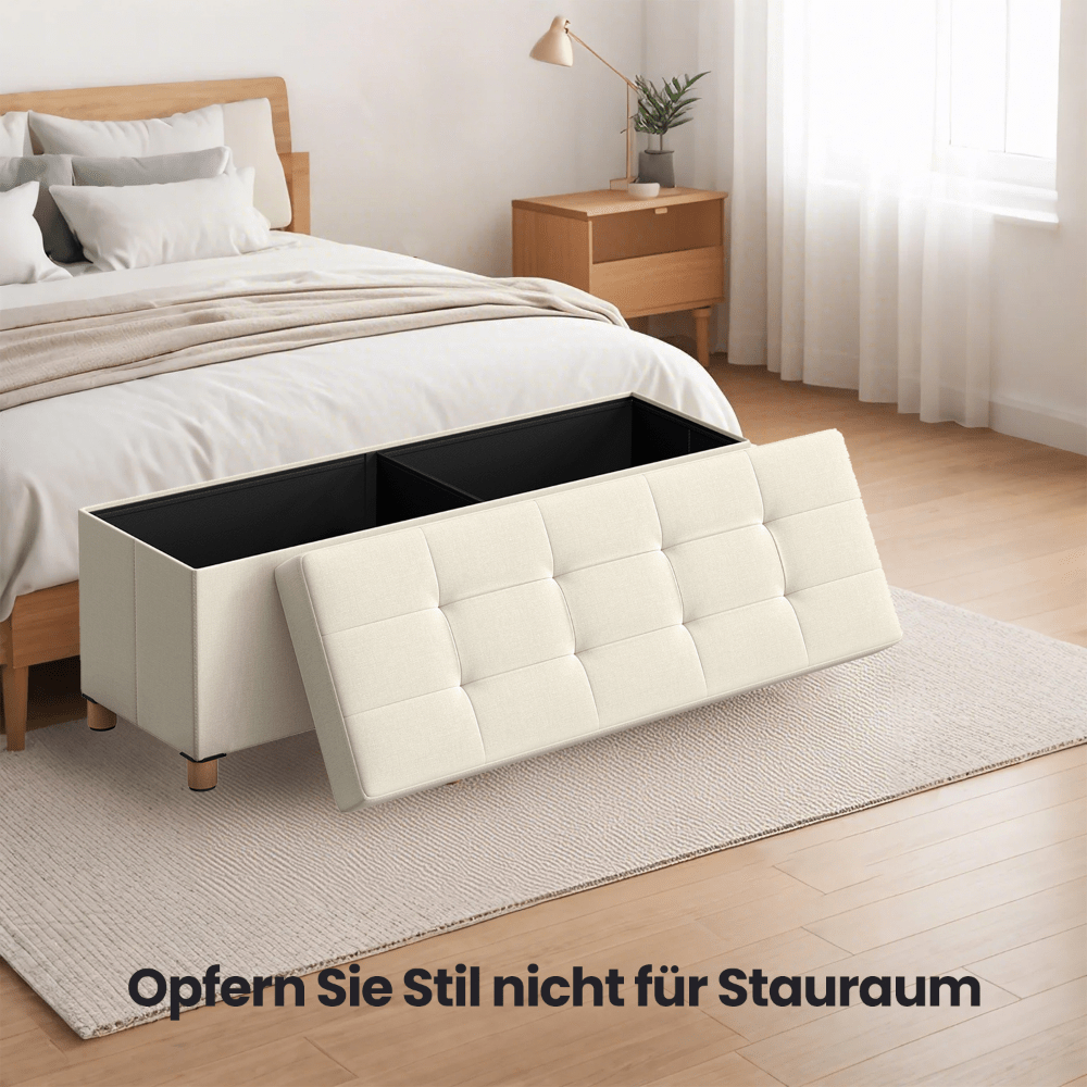 E-shop Sitzhocker, klappbare Sitzbank mit Stauraum, Beinen, 38 x 110 x 40 cm, bis 300 kg belastbar, Fußbank, Aufbewahrungsbox